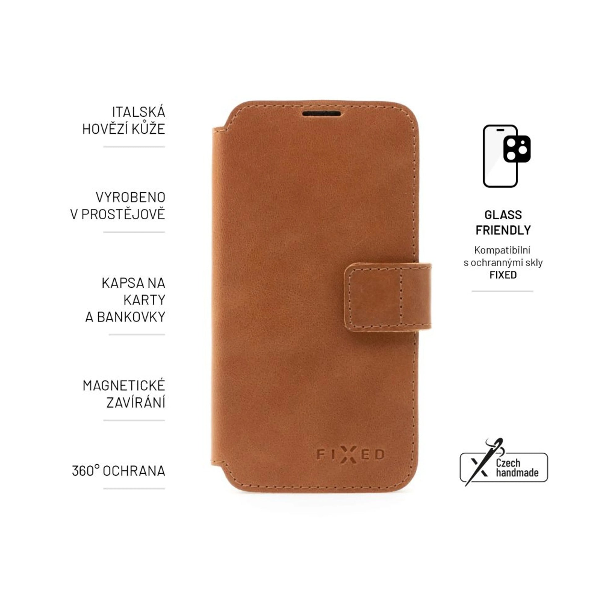 Kožené pouzdro typu kniha FIXED ProFit pro Samsung Galaxy A55 5G, hnědé - FIXED