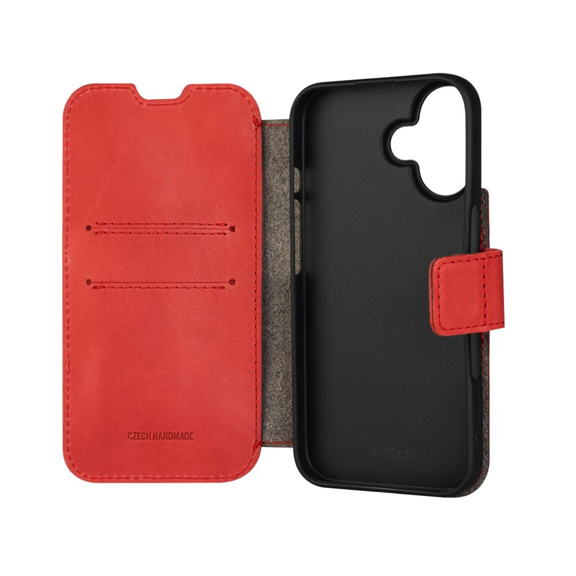 Kožené pouzdro typu kniha FIXED ProFit pro Apple iPhone 16, červené - FIXED