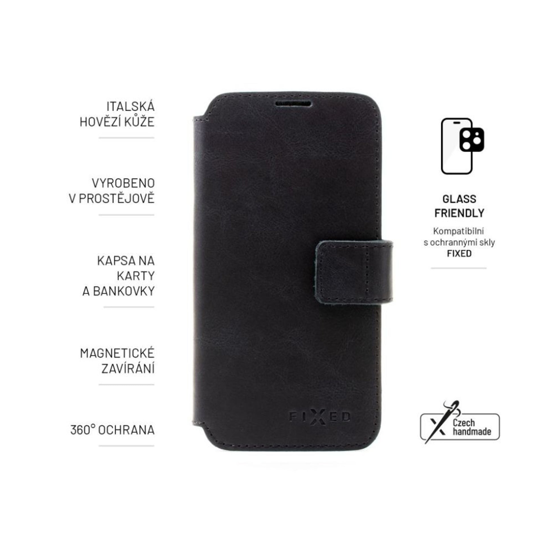 Kožené pouzdro typu kniha FIXED ProFit pro Samsung Galaxy A36 5G, černé - FIXED