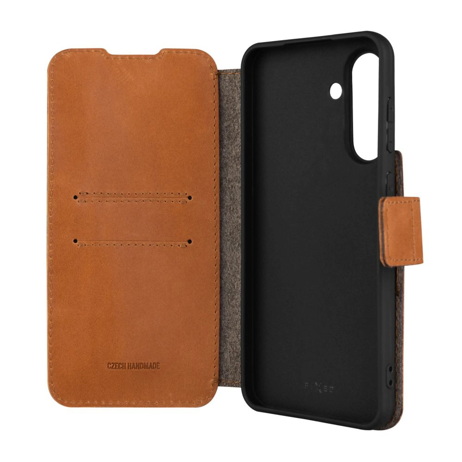 Kožené pouzdro typu kniha FIXED ProFit pro Samsung Galaxy A56 5G, hnědé - FIXED