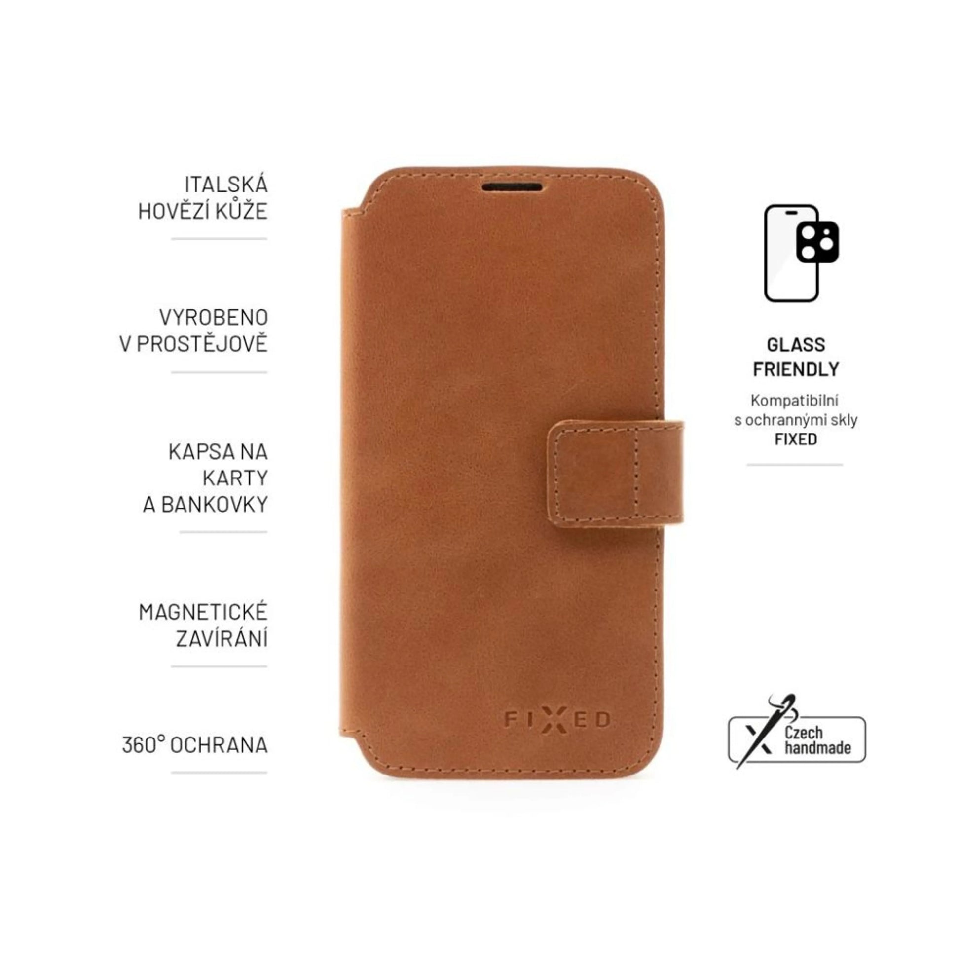 Kožené pouzdro typu kniha FIXED ProFit pro Samsung Galaxy A56 5G, hnědé - FIXED