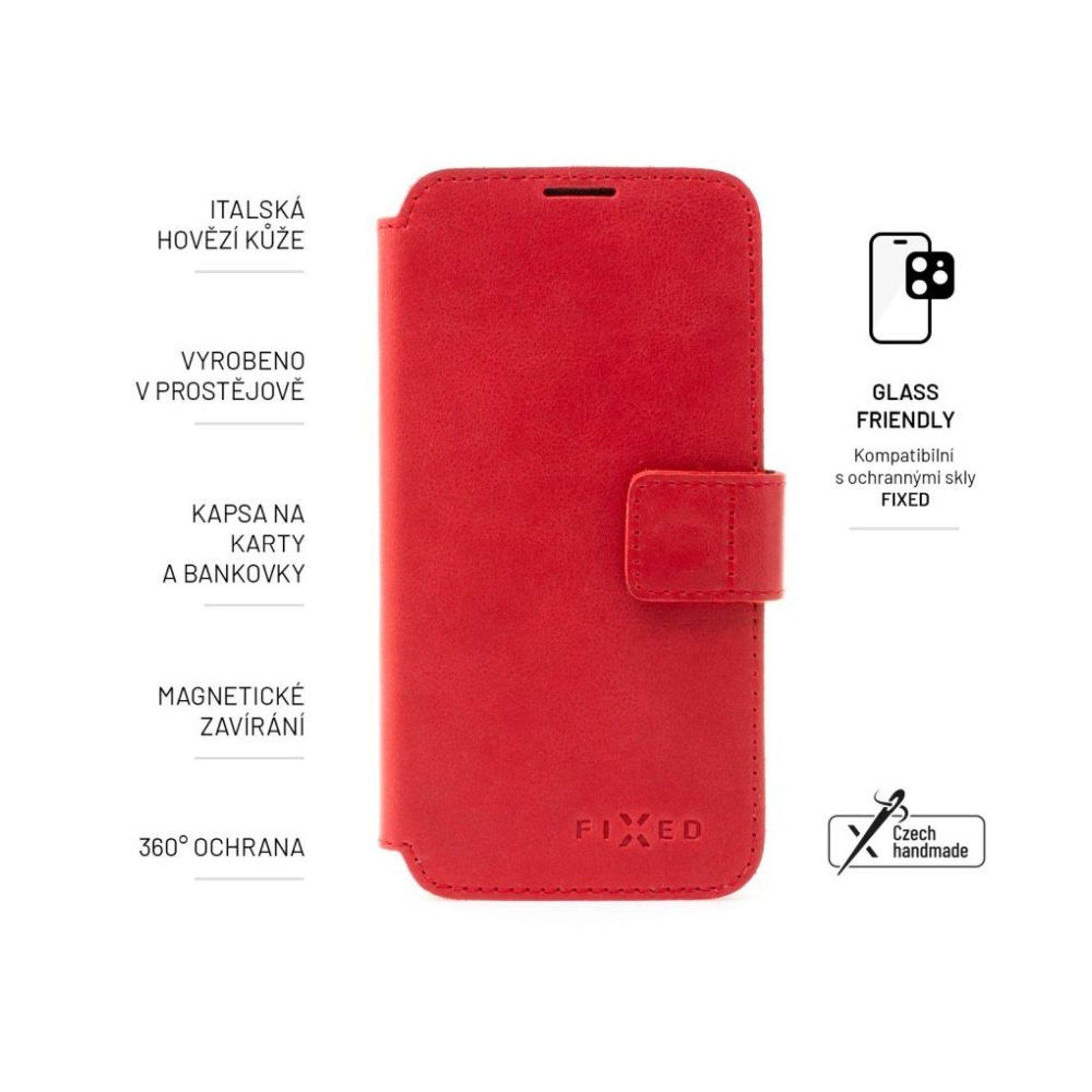 Kožené pouzdro typu kniha FIXED ProFit pro Samsung Galaxy A56 5G, červené - FIXED