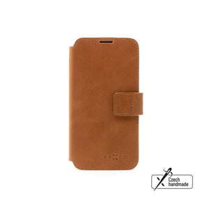 Kožené pouzdro typu kniha FIXED ProFit pro Samsung Galaxy S25+, hnědé - FIXED