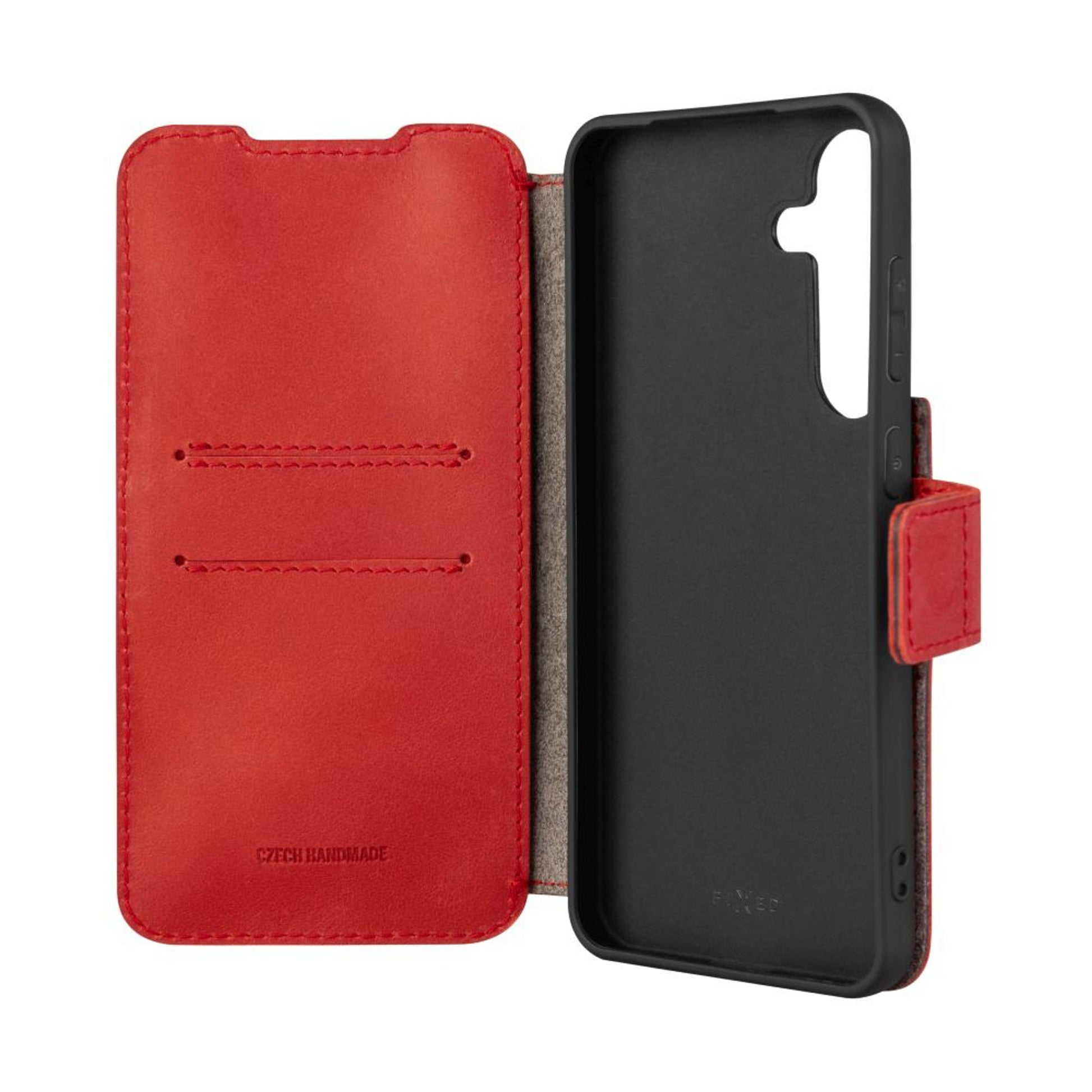 Kožené pouzdro typu kniha FIXED ProFit pro Samsung Galaxy S25+, červené - FIXED
