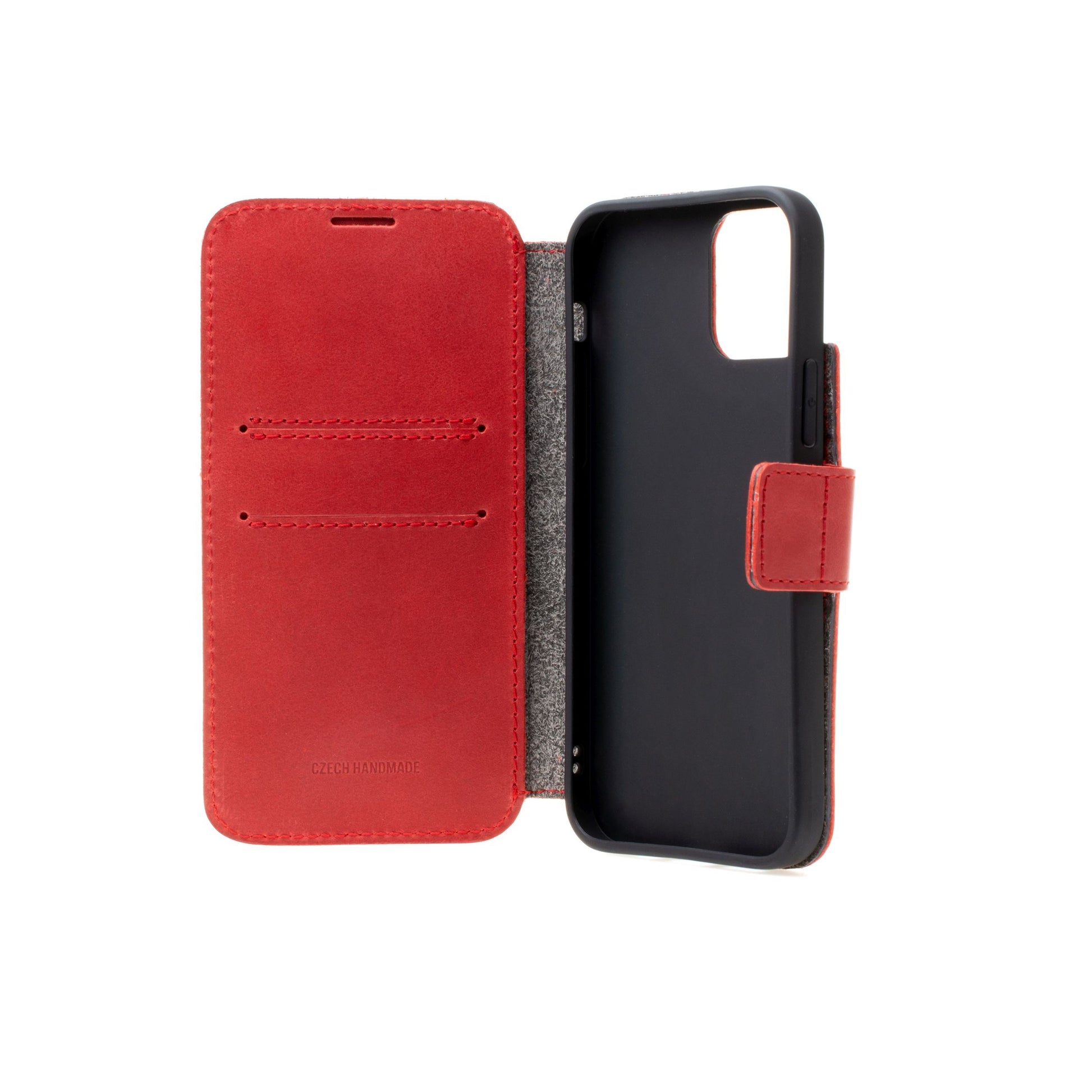 Kožené pouzdro typu kniha FIXED ProFit pro Apple iPhone 12/12 Pro, červené - FIXED