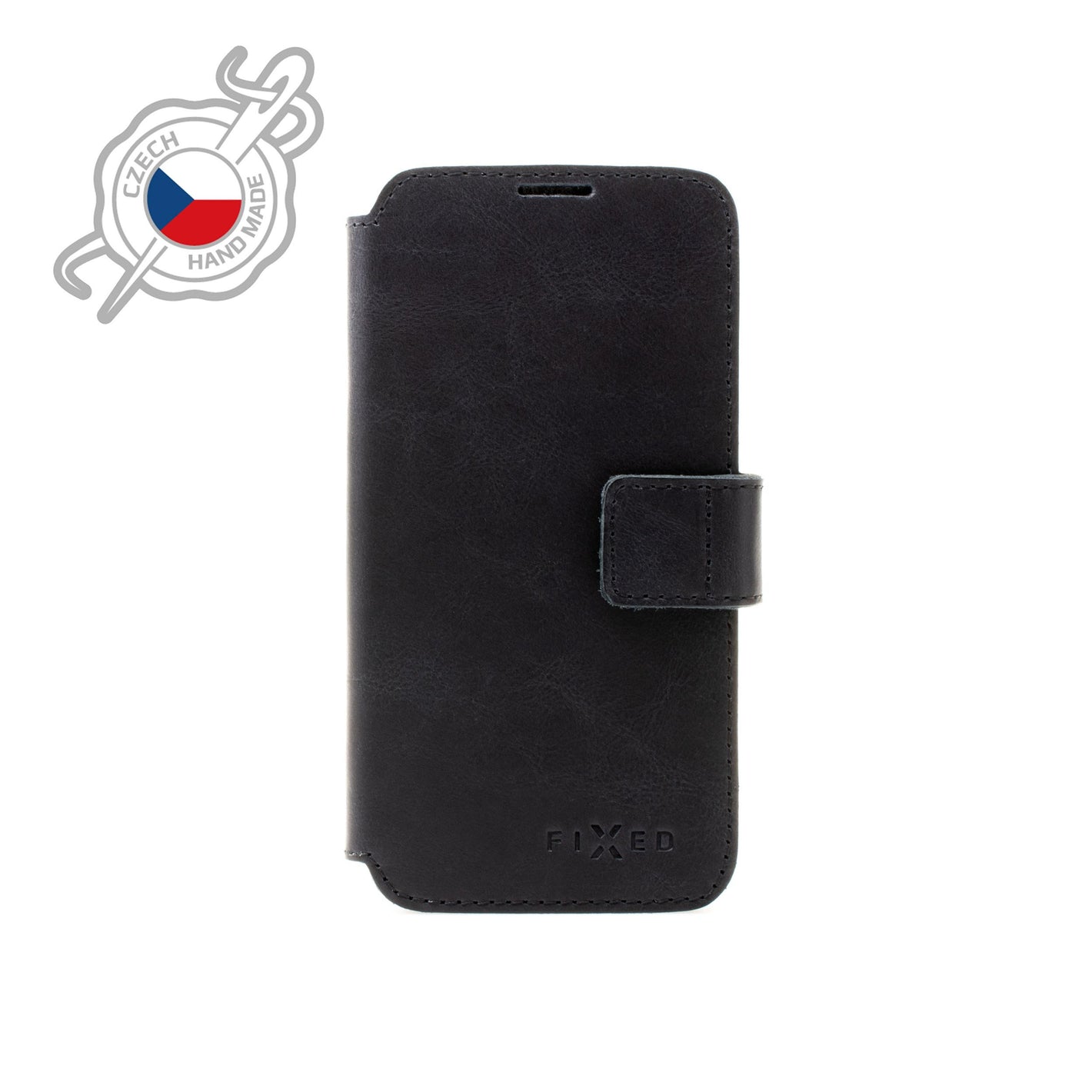 Kožené pouzdro typu kniha FIXED ProFit pro Apple iPhone 13, černé - FIXED