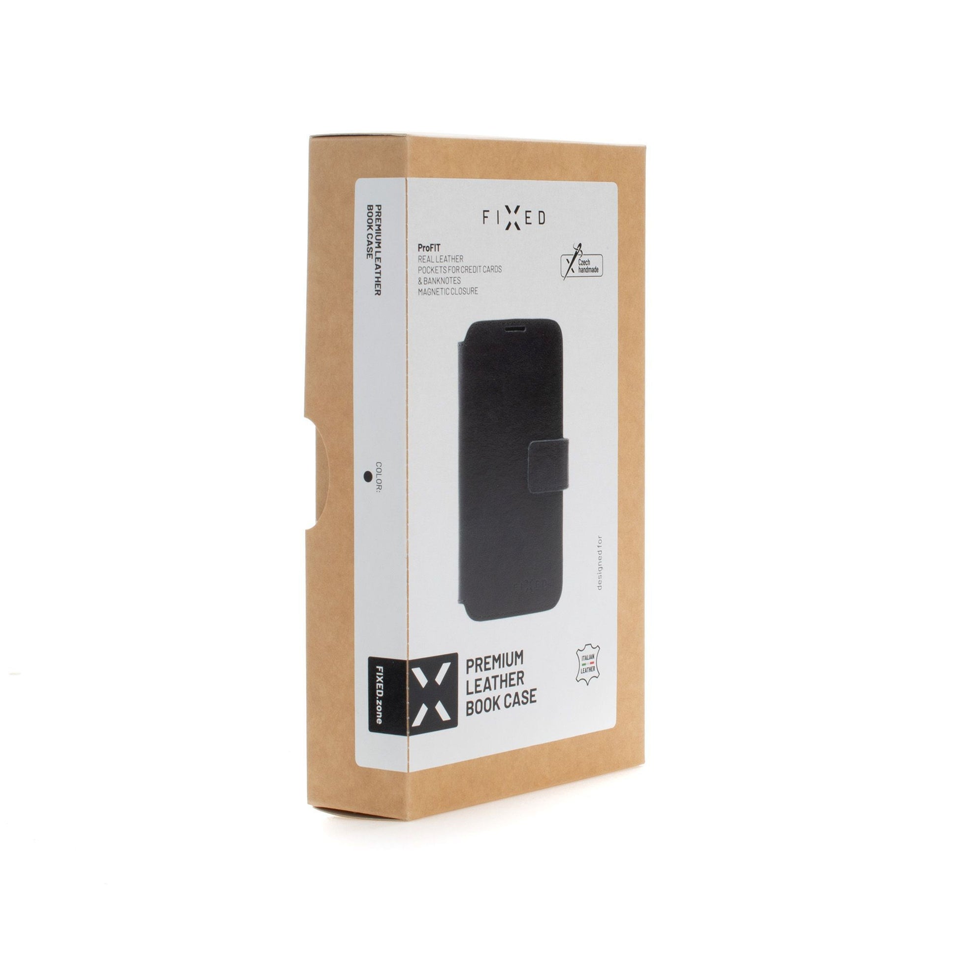 Kožené pouzdro typu kniha FIXED ProFit pro Apple iPhone 13, černé - FIXED