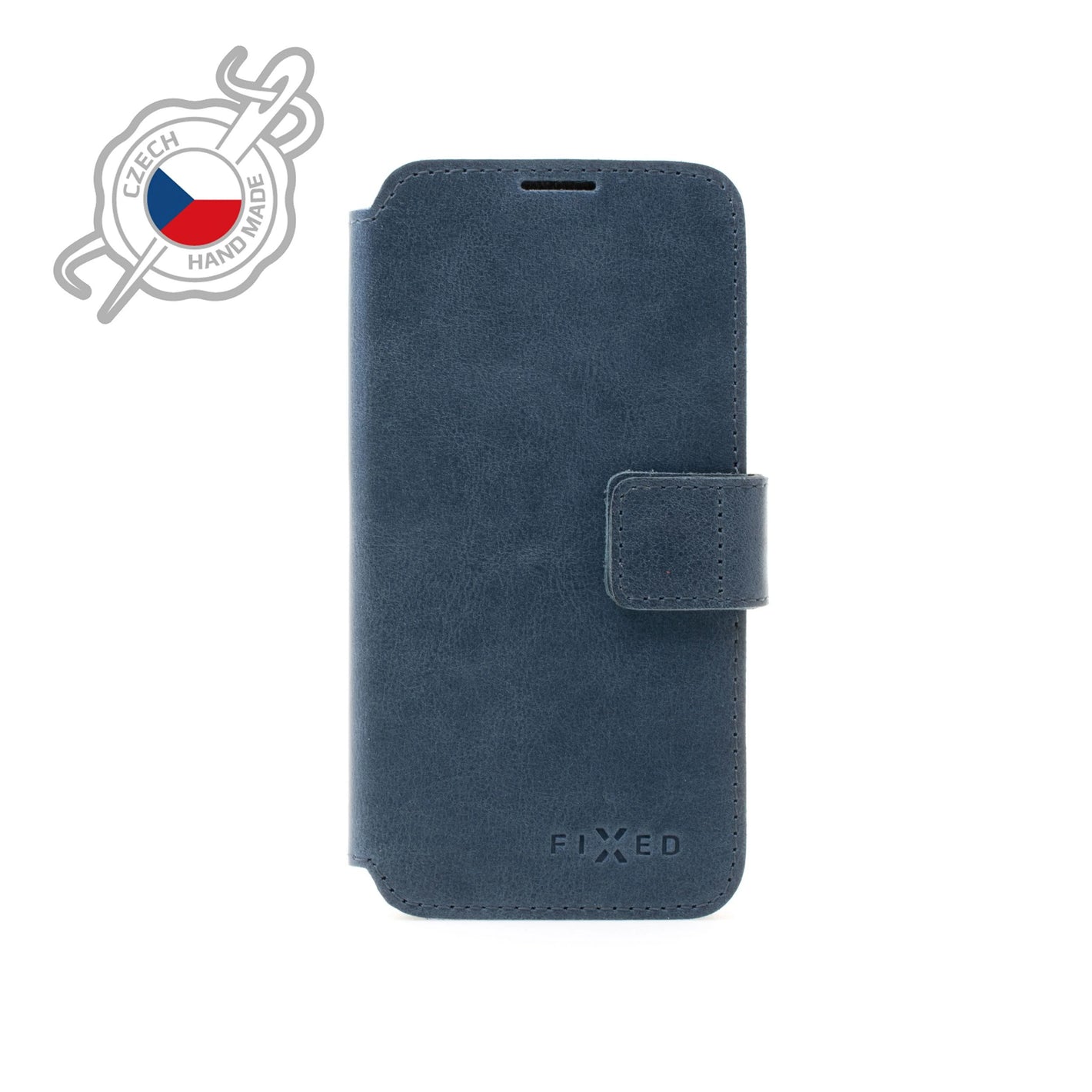 Kožené pouzdro typu kniha FIXED ProFit pro Apple iPhone 13, modré - FIXED