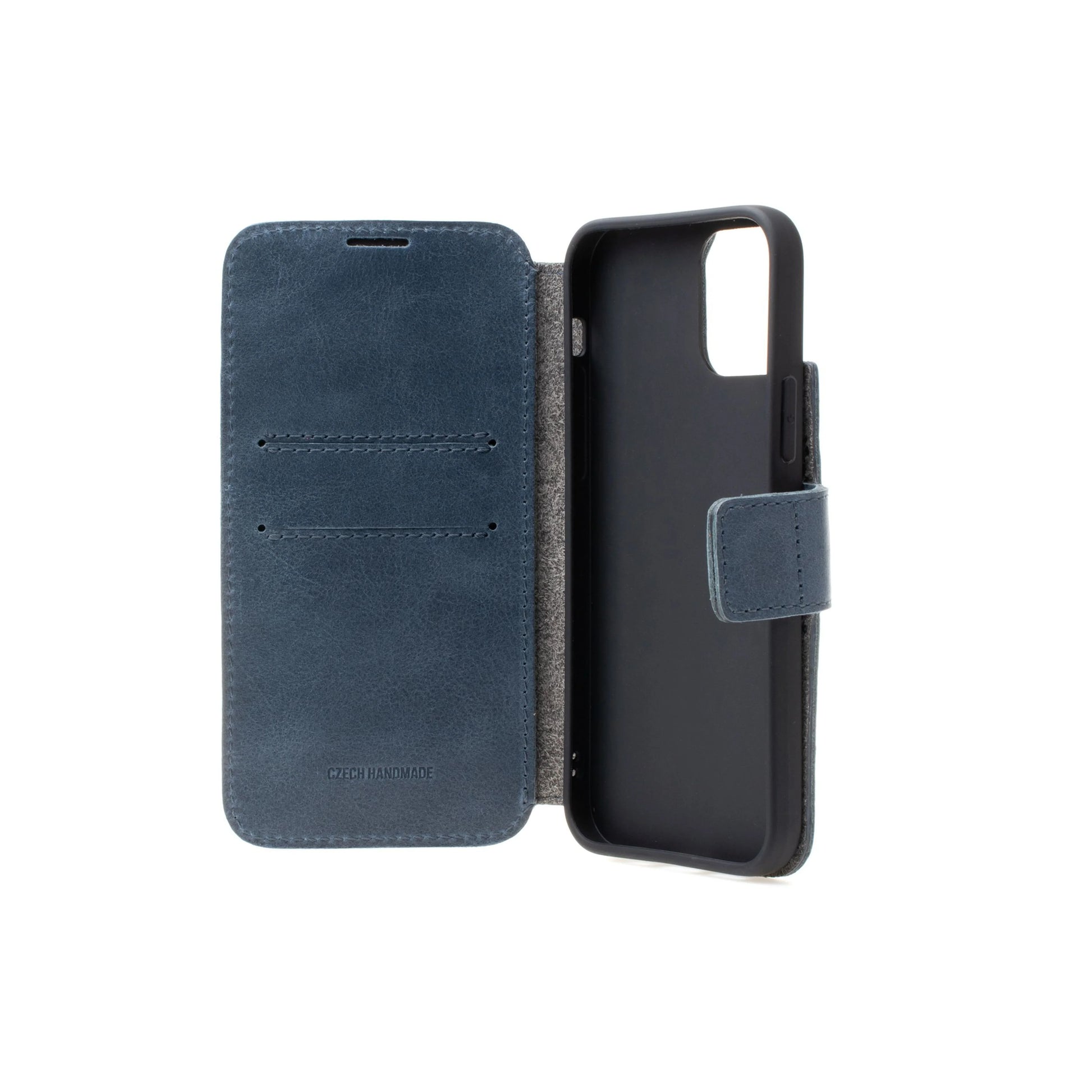 Kožené pouzdro typu kniha FIXED ProFit pro Apple iPhone 13, modré - FIXED