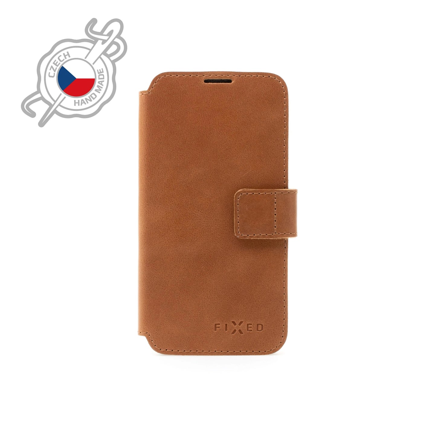 Kožené pouzdro typu kniha FIXED ProFit pro Apple iPhone 13, hnědé - FIXED