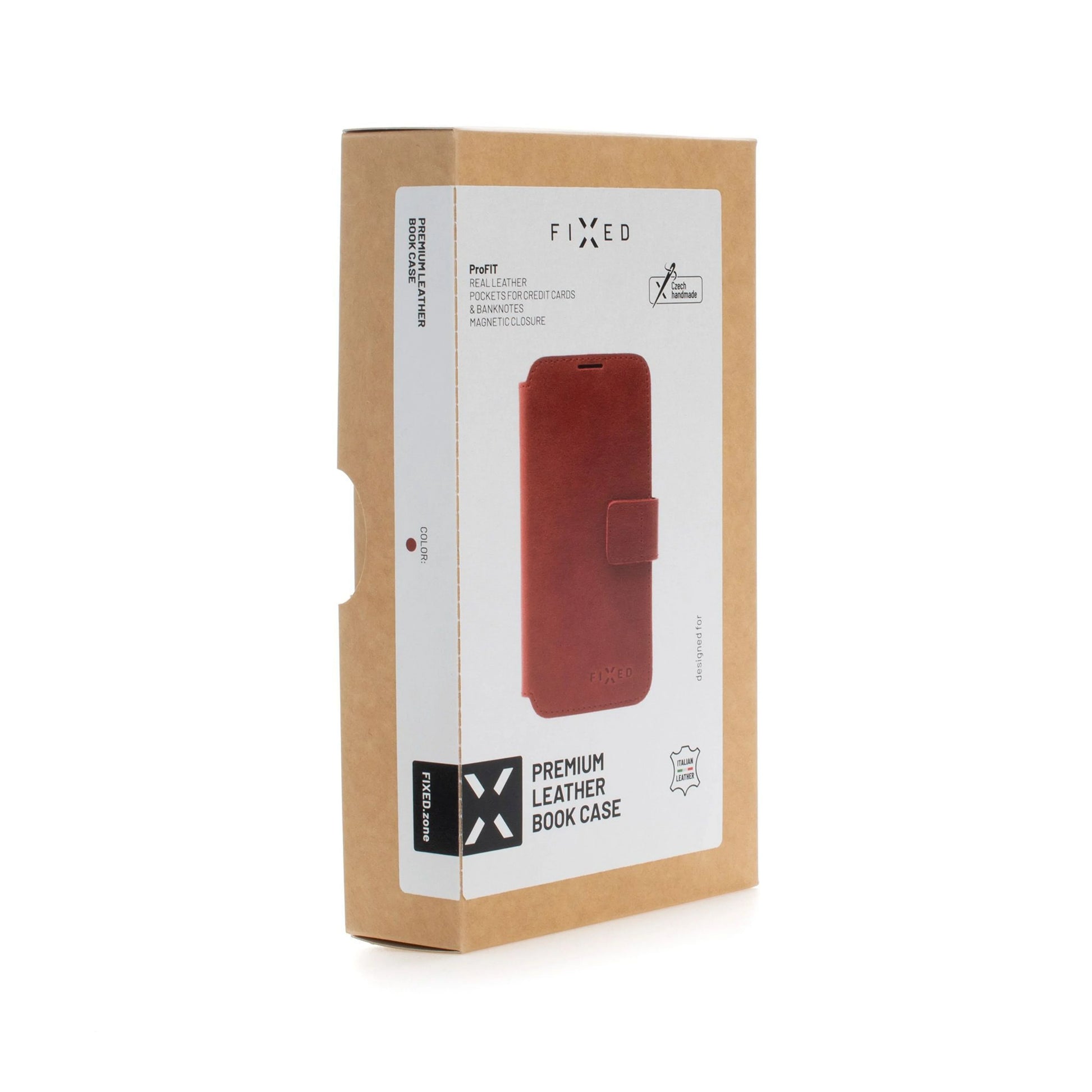 Kožené pouzdro typu kniha FIXED ProFit pro Apple iPhone 13, červené - FIXED