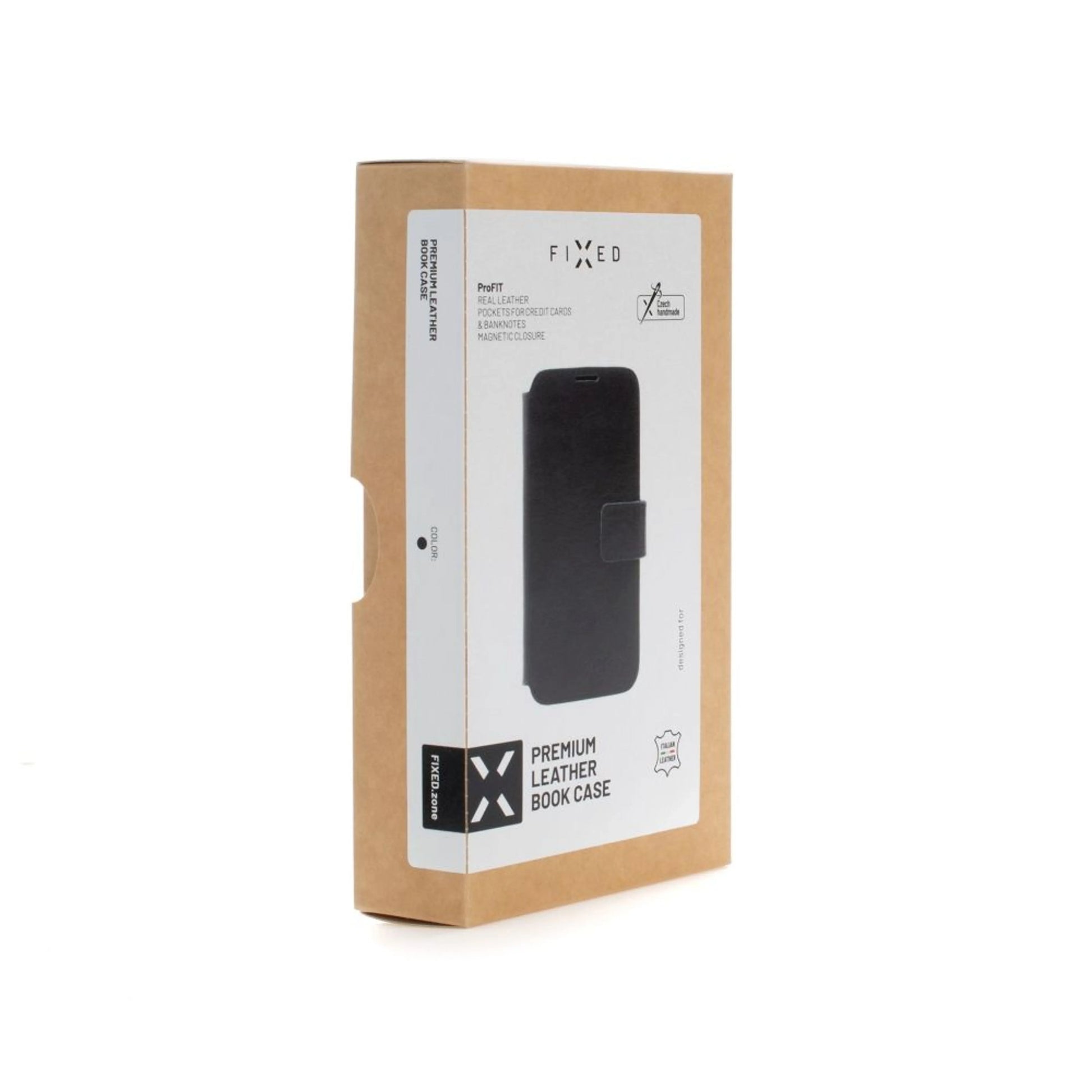 Kožené pouzdro typu kniha FIXED ProFit pro Apple iPhone 14, černé - FIXED