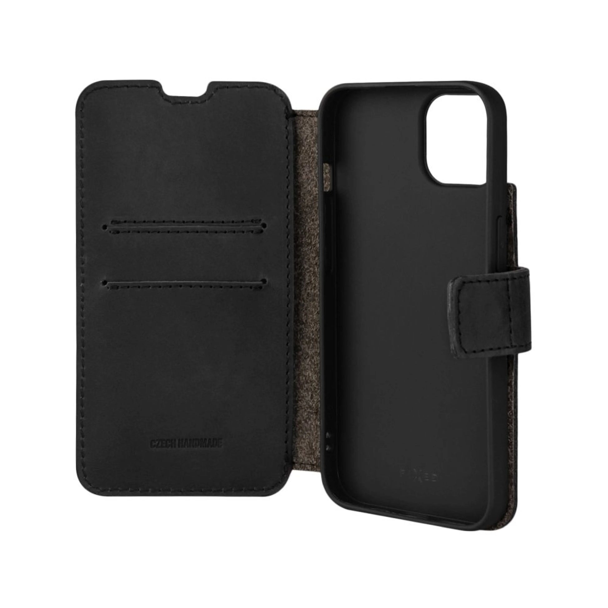 Kožené pouzdro typu kniha FIXED ProFit pro Apple iPhone 14, černé - FIXED