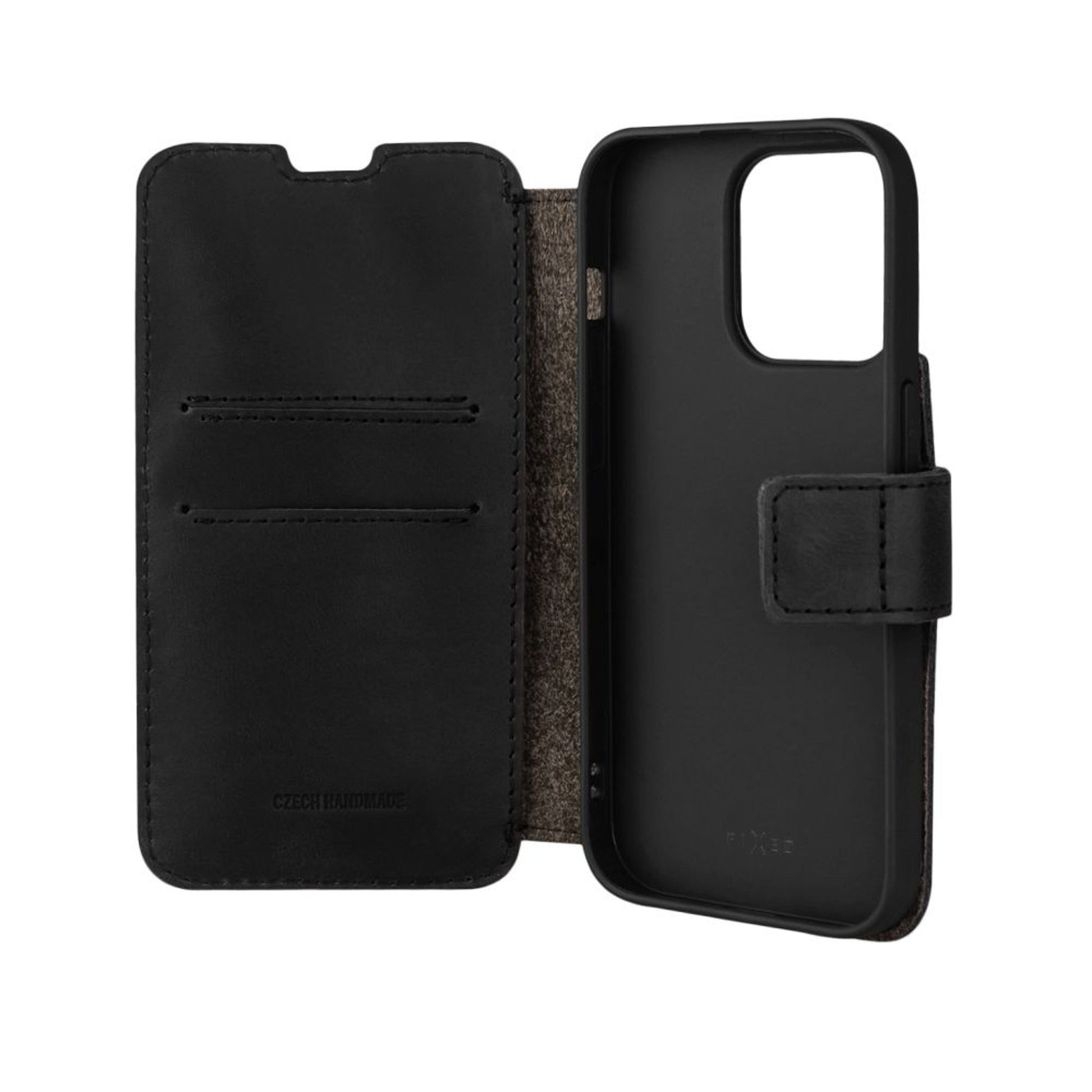 Kožené pouzdro typu kniha FIXED ProFit pro Apple iPhone 14 Pro, černé - FIXED