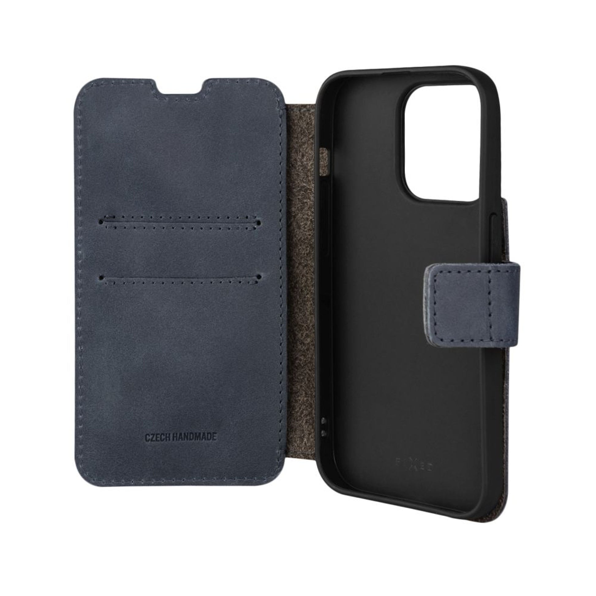 Kožené pouzdro typu kniha FIXED ProFit pro Apple iPhone 14 Pro, modré - FIXED
