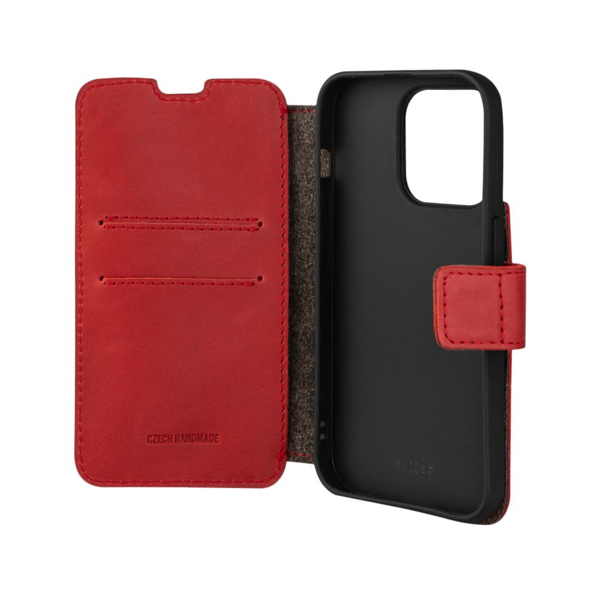 Kožené pouzdro typu kniha FIXED ProFit pro Apple iPhone 14 Pro, červené - FIXED