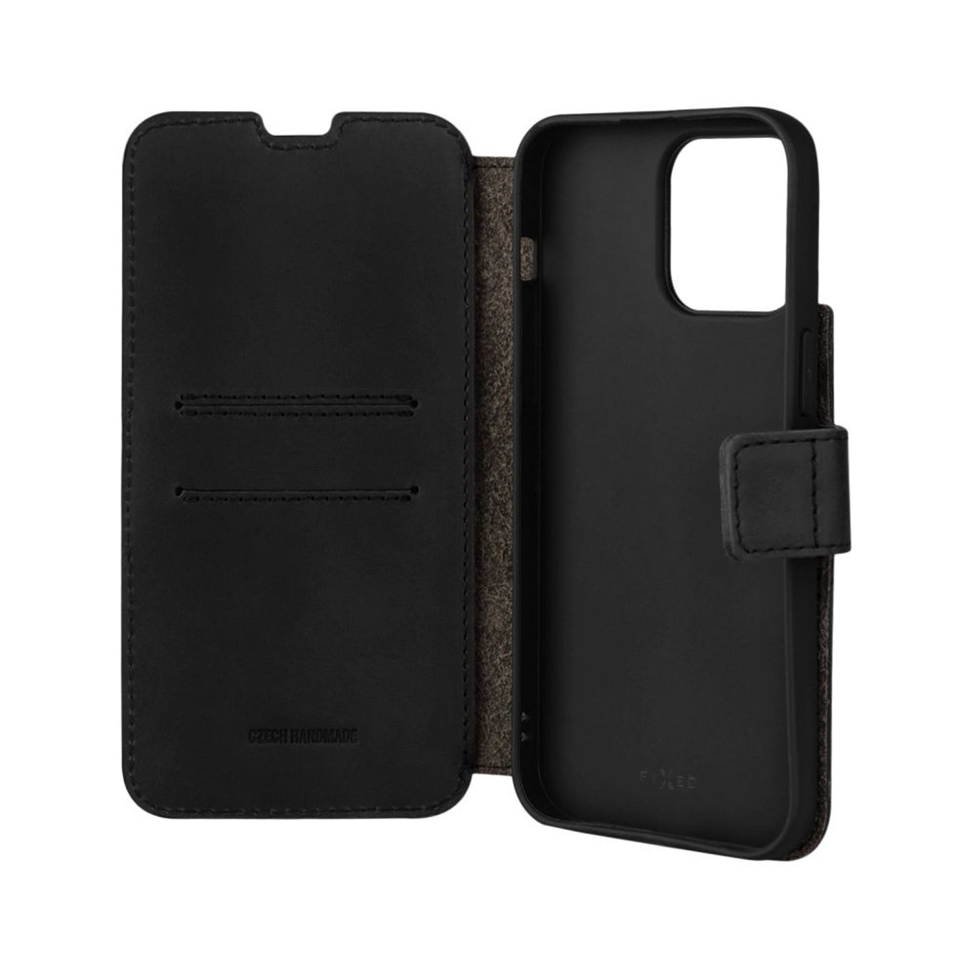 Kožené pouzdro typu kniha FIXED ProFit pro Apple iPhone 14 Pro Max, černé - FIXED