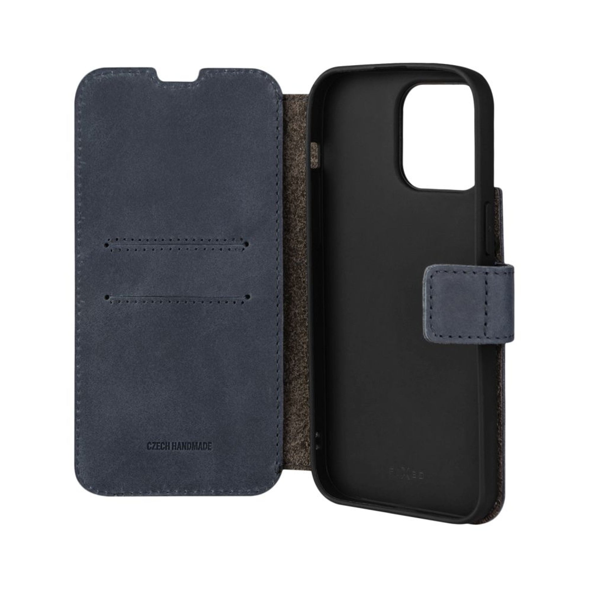 Kožené pouzdro typu kniha FIXED ProFit pro Apple iPhone 14 Pro Max, modré - FIXED