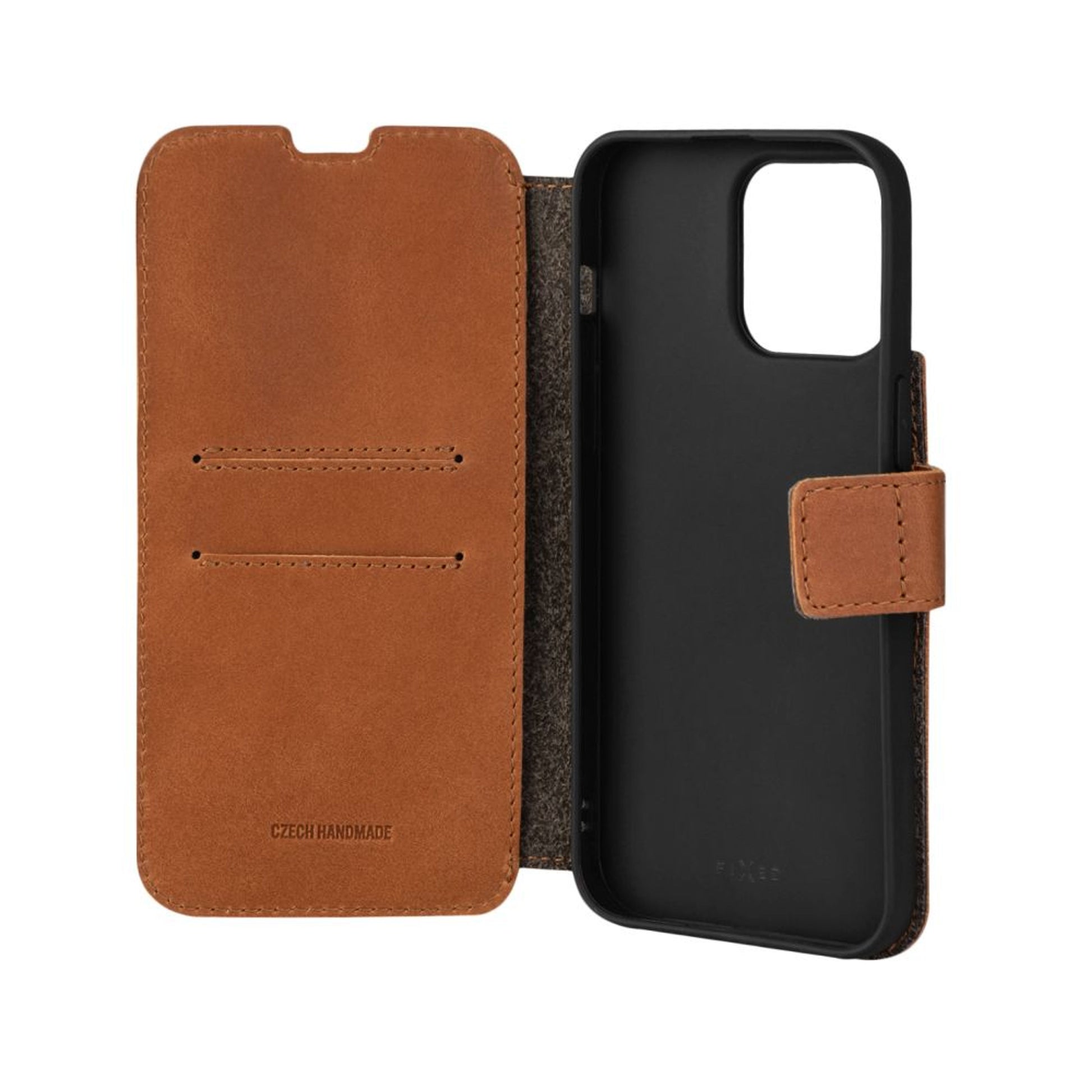 Kožené pouzdro typu kniha FIXED ProFit pro Apple iPhone 14 Pro Max, hnědé - FIXED