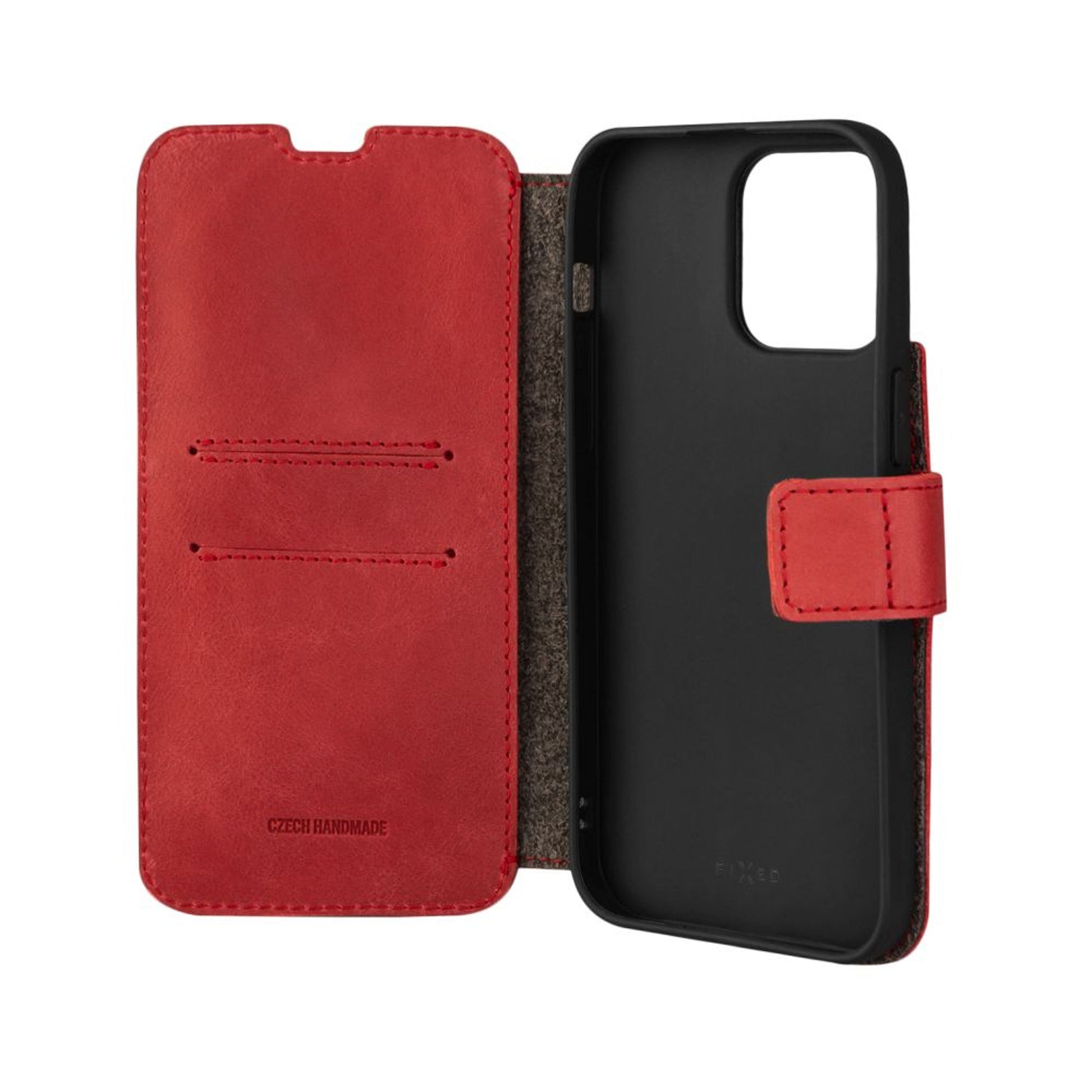 Kožené pouzdro typu kniha FIXED ProFit pro Apple iPhone 14 Pro Max, červené - FIXED