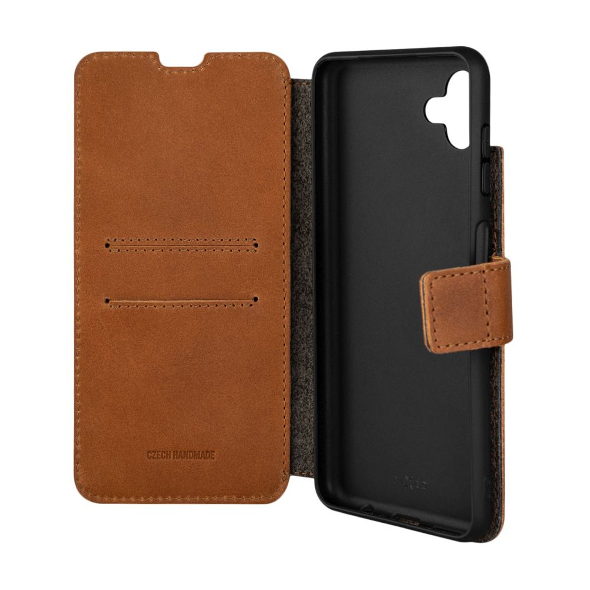 Kožené pouzdro typu kniha FIXED ProFit pro Samsung Galaxy M13 5G, hnědé - FIXED