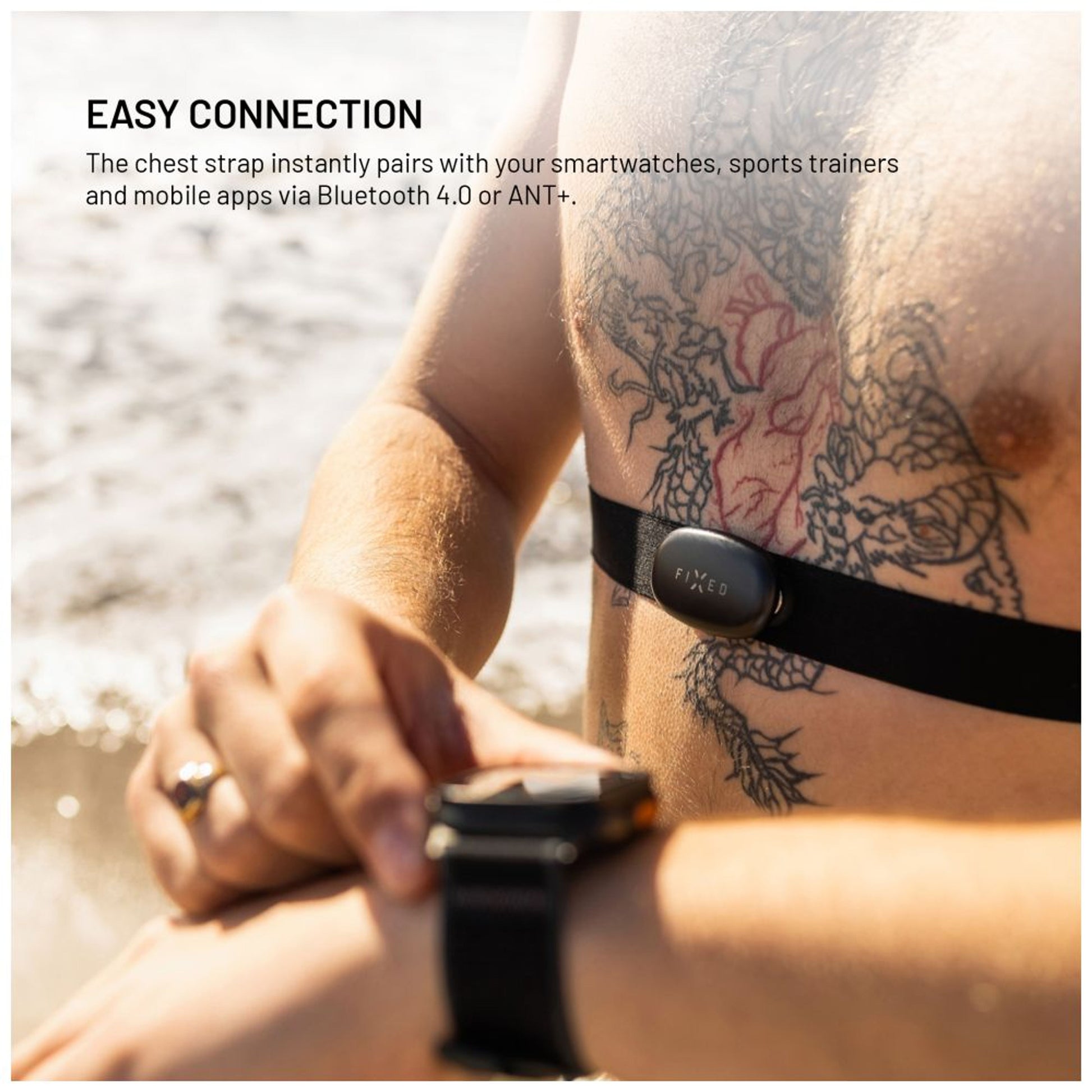 Hrudní pás s měřením srdečního tepu FIXED Pulse Dual, HR+HRV měření, černý - FIXED