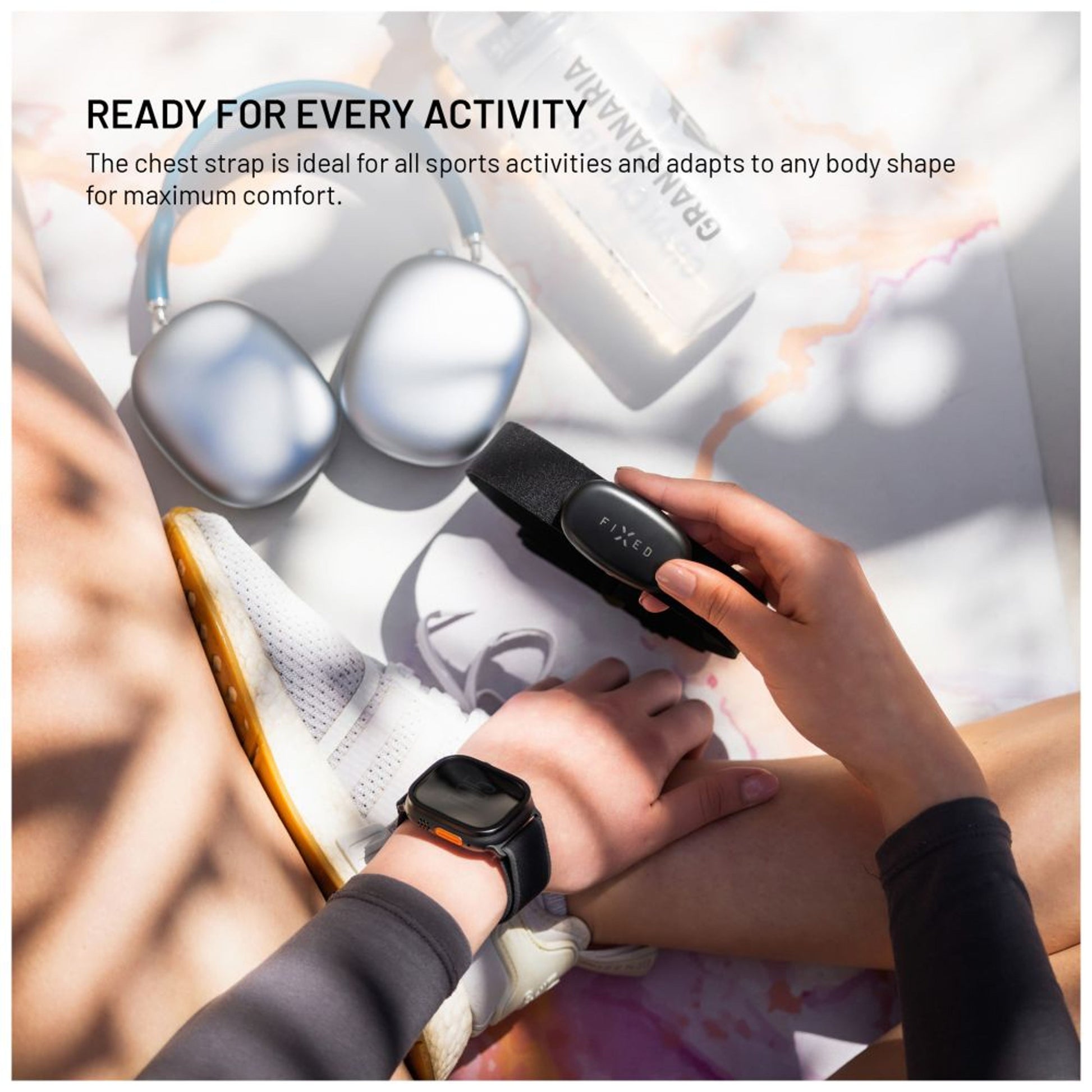 Hrudní pás s měřením srdečního tepu FIXED Pulse Dual, HR+HRV měření, černý - FIXED