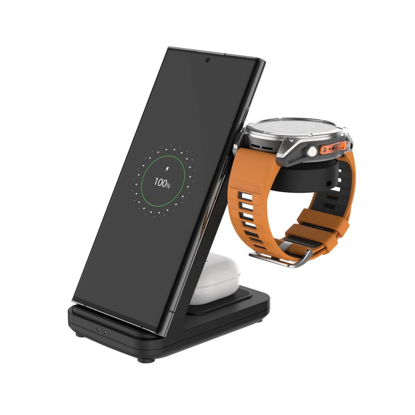 Stojánek FIXED Powerstation pro Garmin s bezdrátovým nabíjením až pro 3 zařízení, 15W+5W+2.5W, černý - FIXED