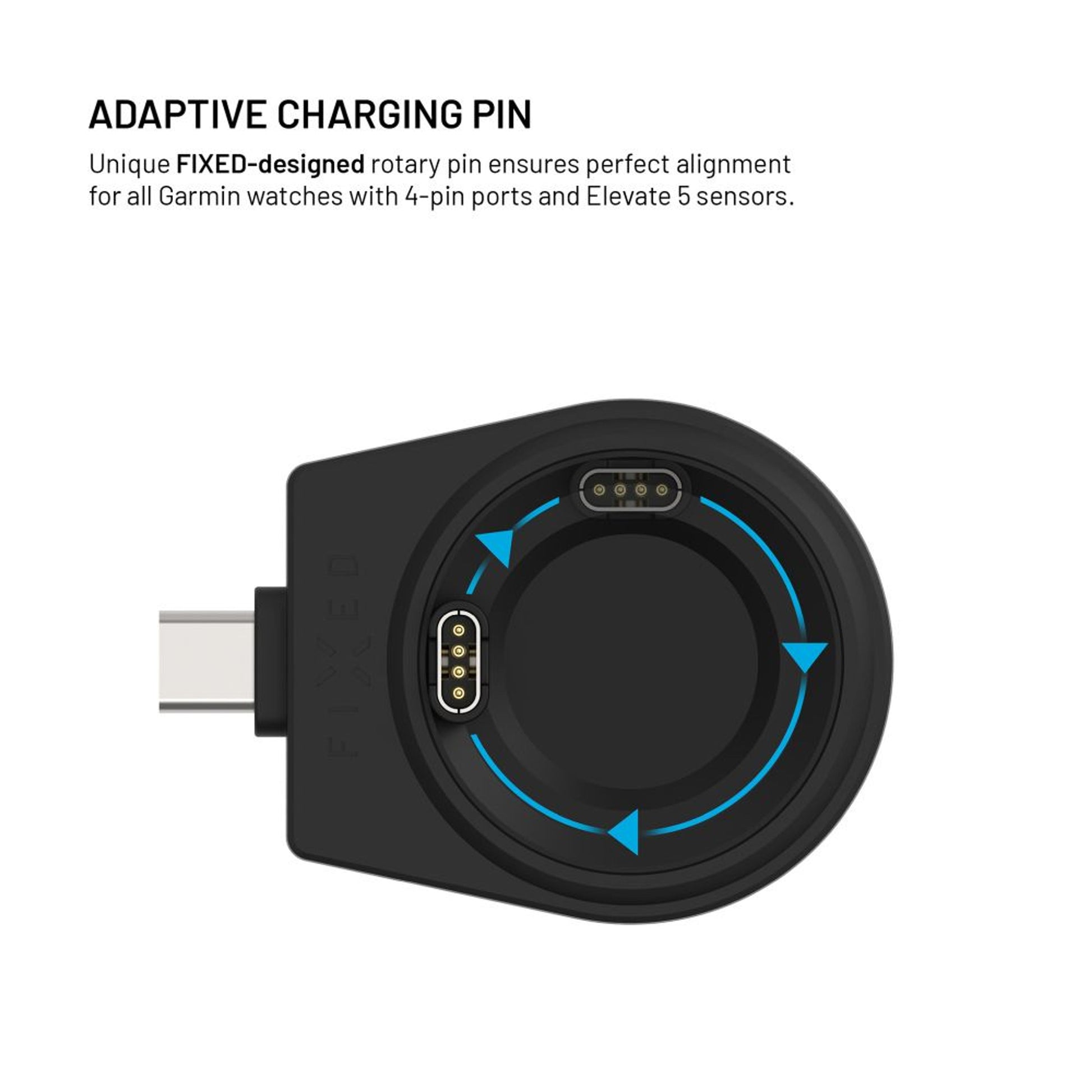 Stojánek FIXED Powerstation pro Garmin s bezdrátovým nabíjením až pro 3 zařízení, 15W+5W+2.5W, černý - FIXED