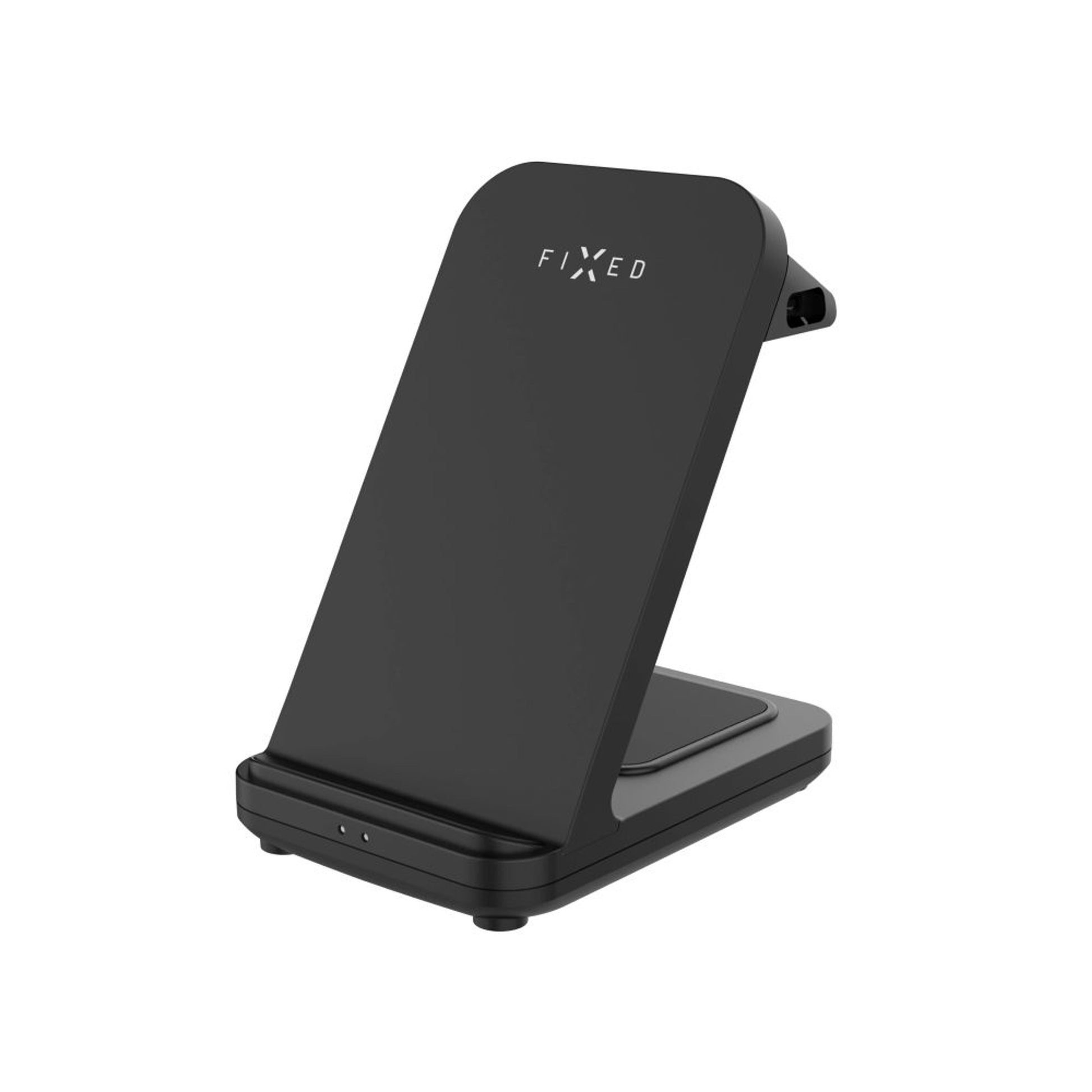 Stojánek FIXED Powerstation Uni s bezdrátovým nabíjením až pro 2 zařízení, 15W+5W, černý - FIXED