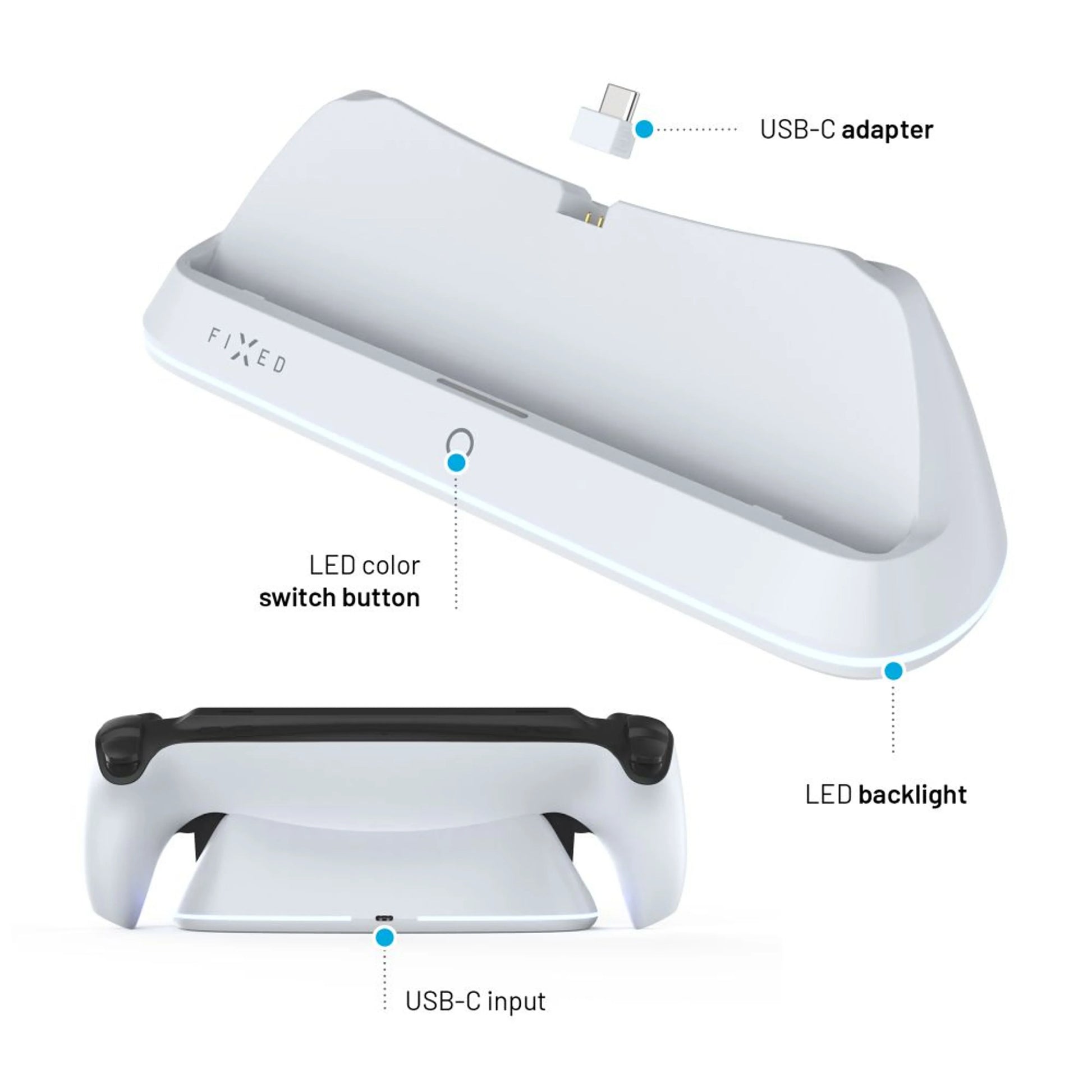 Nabíjecí stanice FIXED pro Playstation Portal, bílá - FIXED