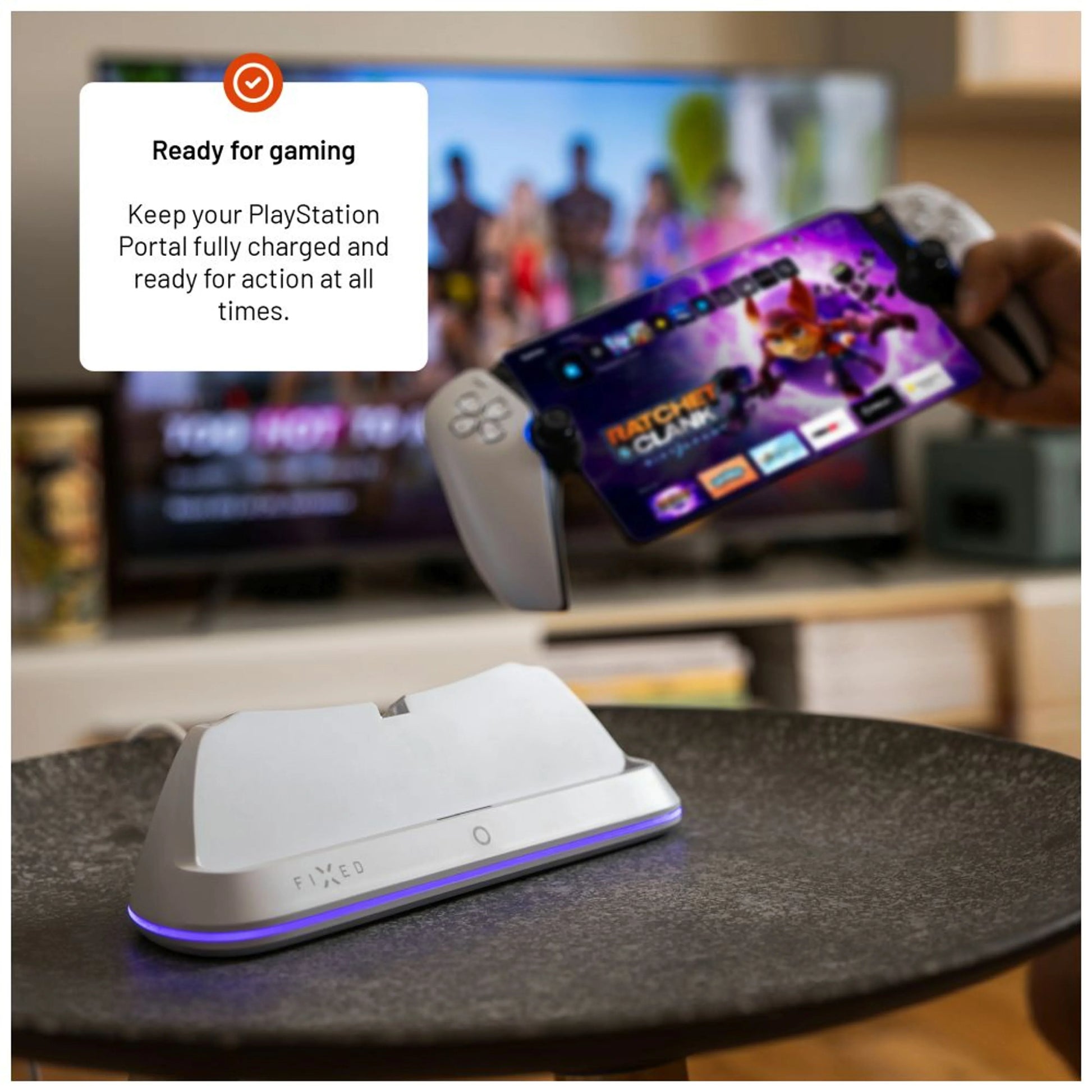 Nabíjecí stanice FIXED pro Playstation Portal, bílá - FIXED