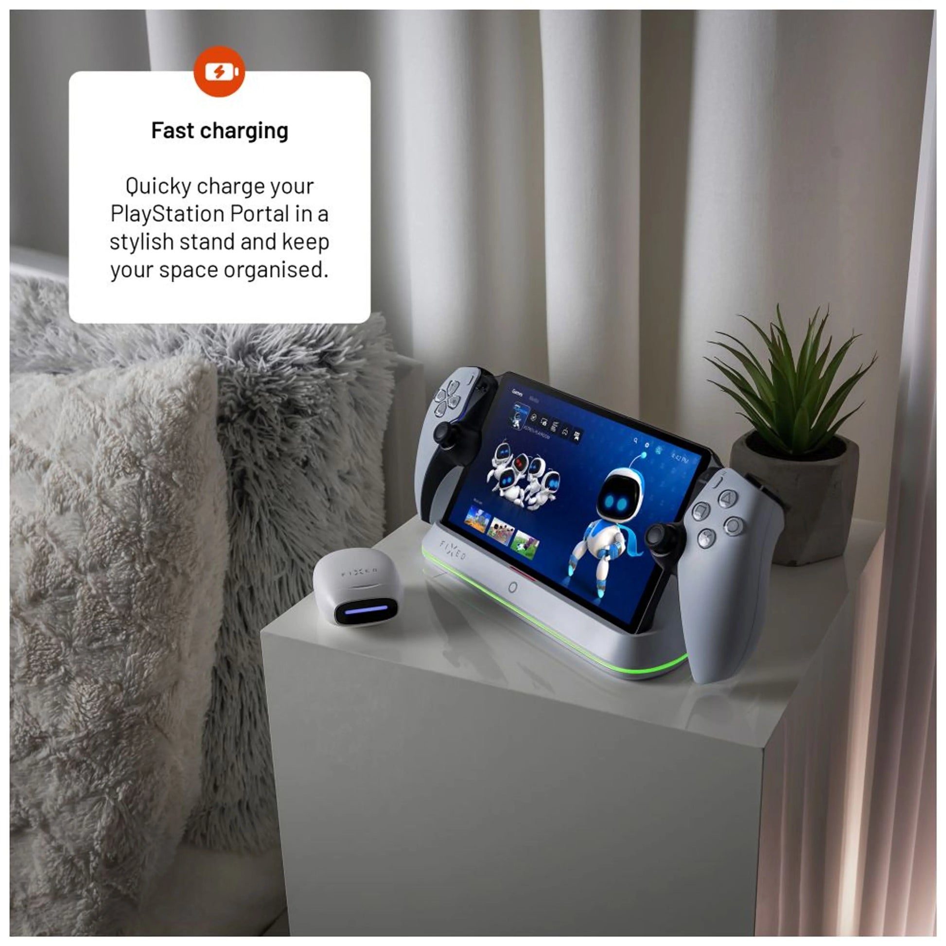 Nabíjecí stanice FIXED pro Playstation Portal, bílá - FIXED