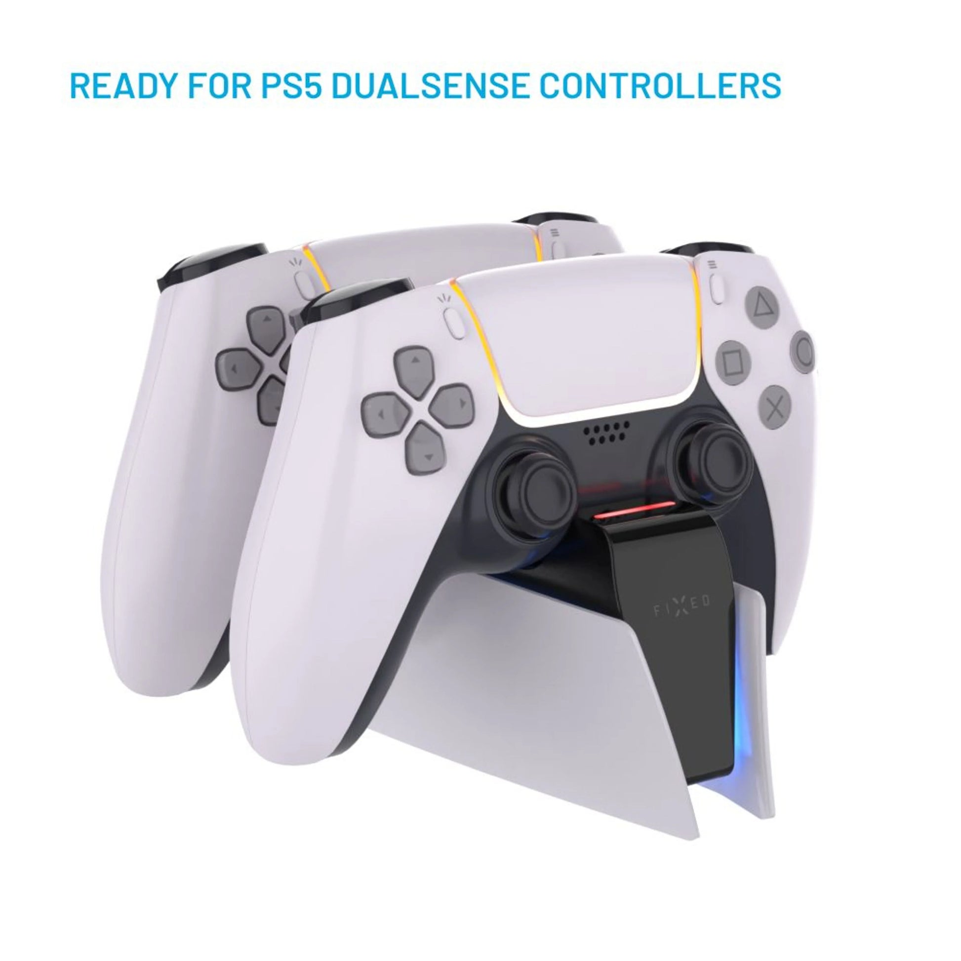 Dobíjecí stanice FIXED pro dva bezdrátové ovladače DualSense PlayStation 5, černo-bílá - FIXED