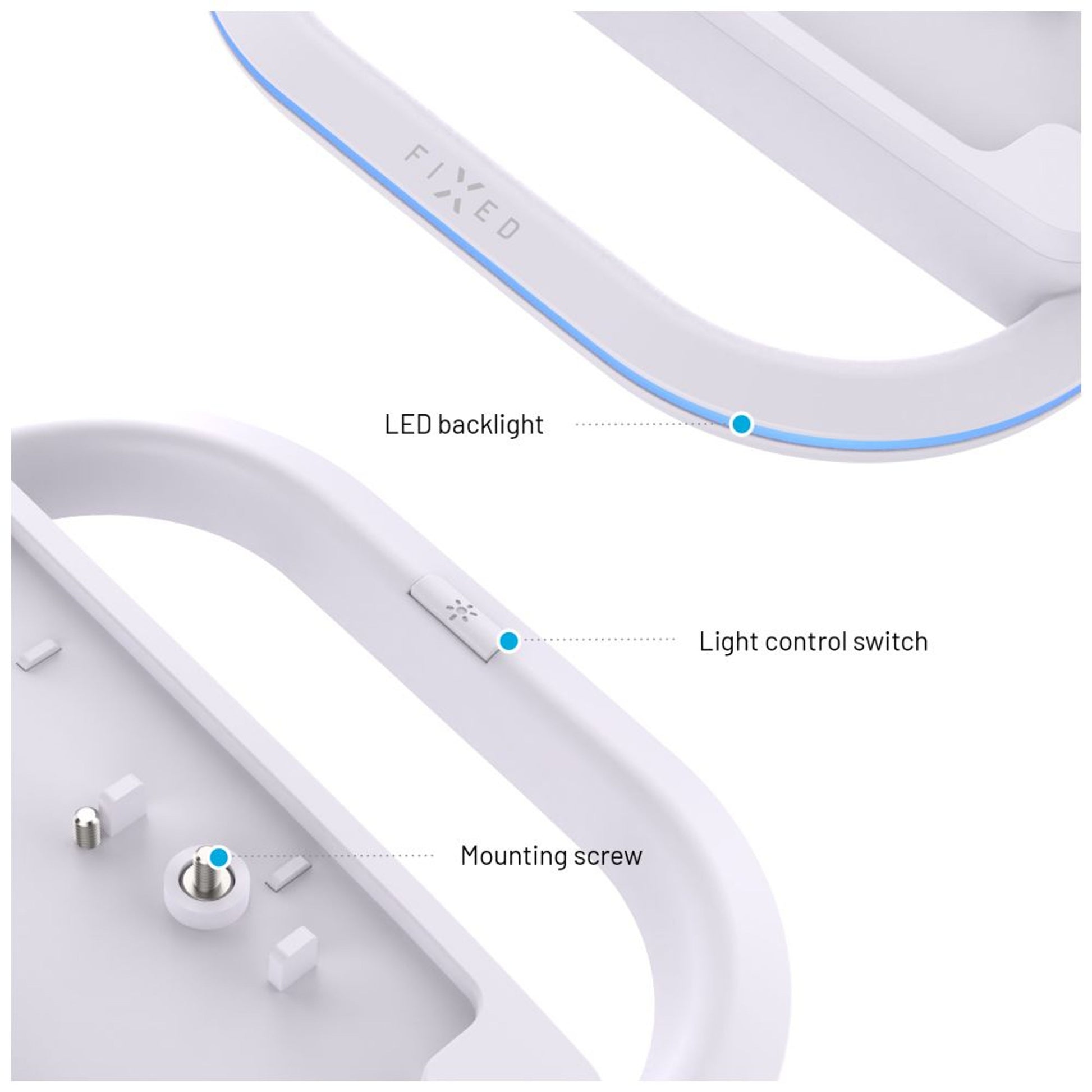 Stojánek FIXED pro PlayStation 5, 5 (Slim) a 5 Pro s RGB LED podsvícením, bílý - FIXED