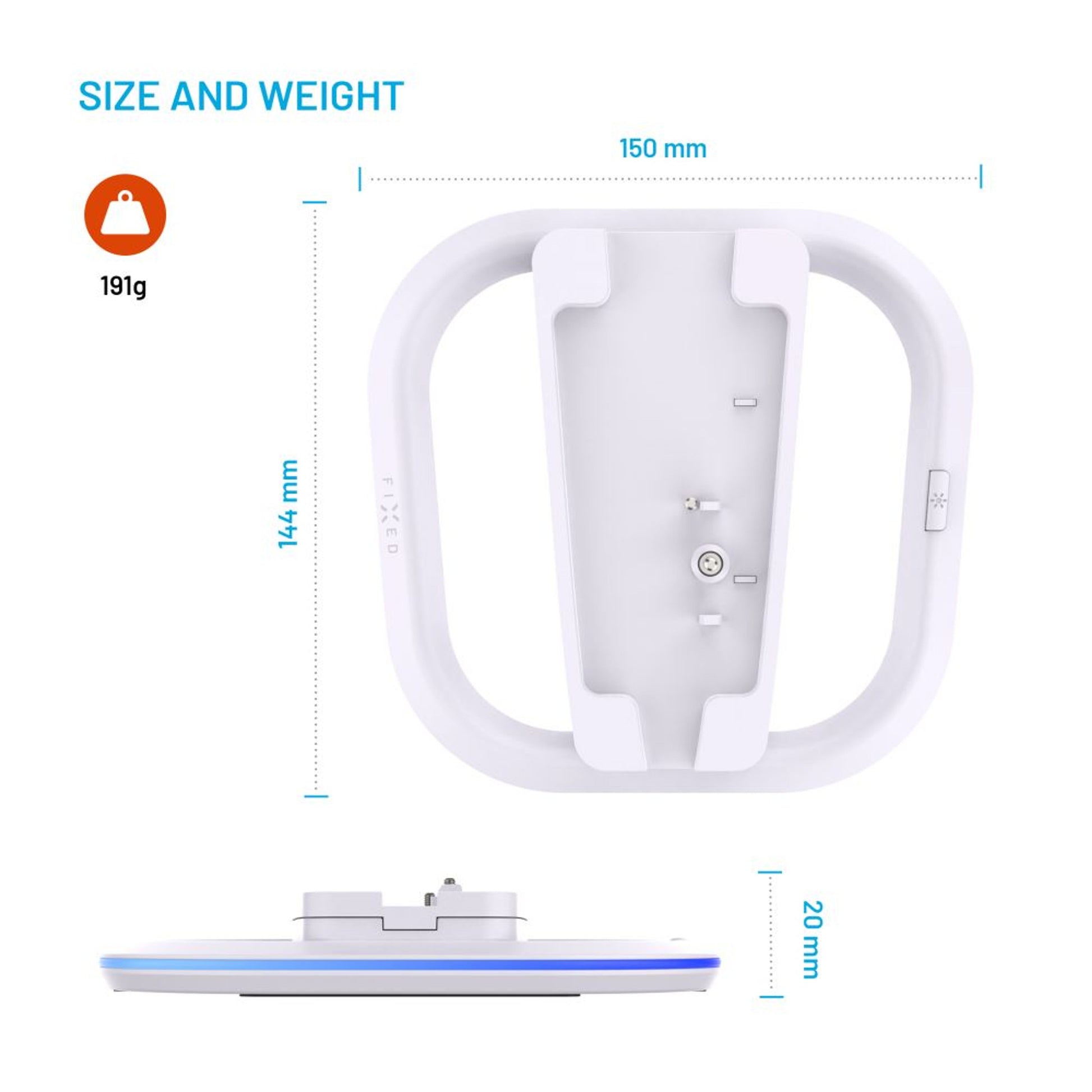 Stojánek FIXED pro PlayStation 5, 5 (Slim) a 5 Pro s RGB LED podsvícením, bílý - FIXED