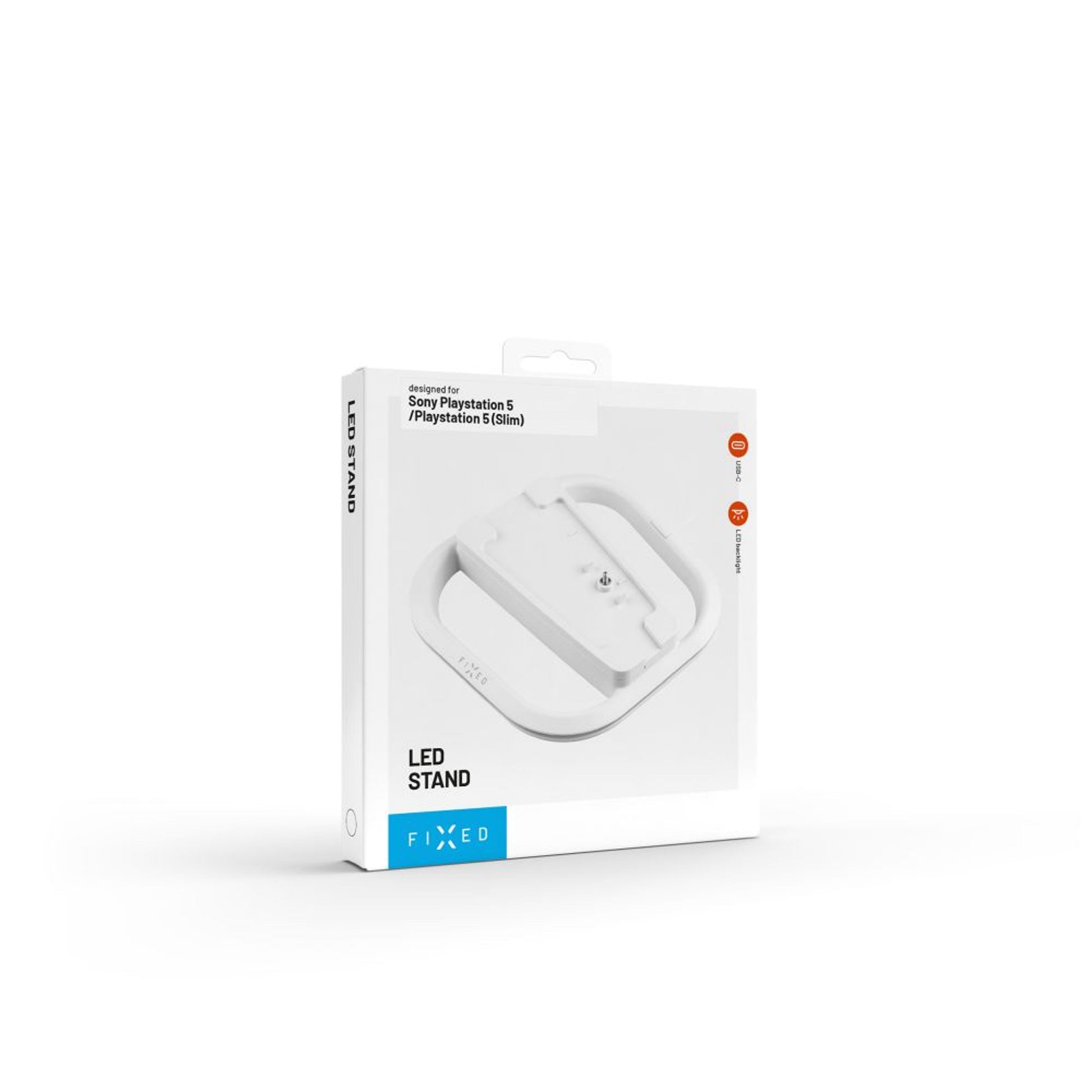 Stojánek FIXED pro PlayStation 5, 5 (Slim) a 5 Pro s RGB LED podsvícením, bílý - FIXED