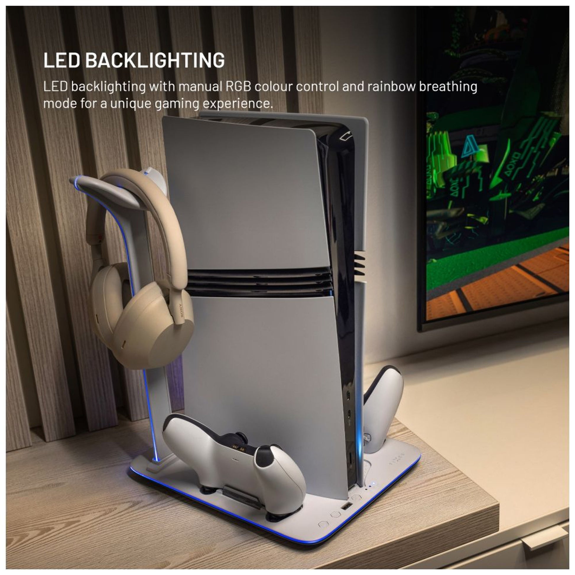 Dokovací stanice FIXED pro PlayStation 5 (Pro/Slim) s větráky a nabíjením pro 2xDualSense, černo-bílá - FIXED