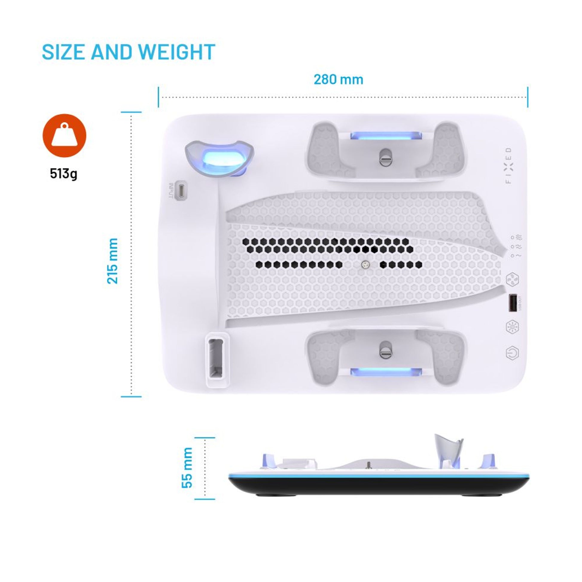 Dokovací stanice FIXED pro PlayStation 5 (Pro/Slim) s větráky a nabíjením pro 2xDualSense, černo-bílá - FIXED