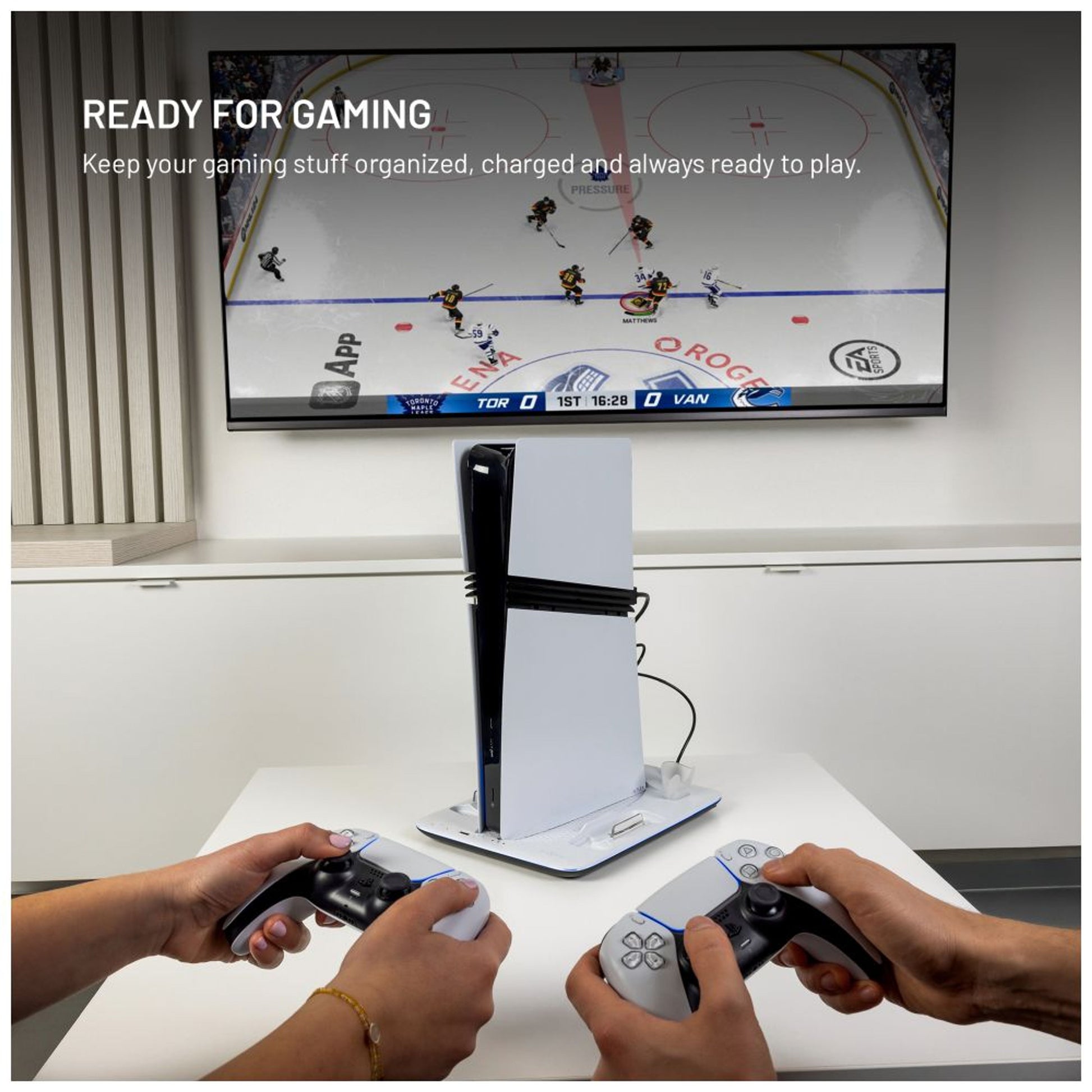 Dokovací stanice FIXED pro PlayStation 5 (Pro/Slim) s větráky a nabíjením pro 2xDualSense, černo-bílá - FIXED