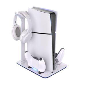 Multifunkční stanice FIXED pro PlayStation 5 (Slim) s větráky a nabíjením pro dva ovladače DualSense, černo-bílá - FIXED