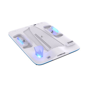 Multifunkční stanice FIXED pro PlayStation 5 (Slim) s větráky a nabíjením pro dva ovladače DualSense, černo-bílá - FIXED