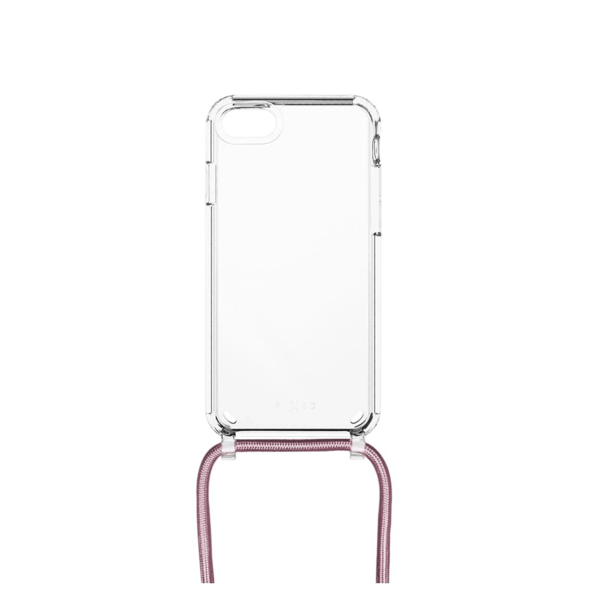 Pouzdro FIXED Pure Neck s růžovou šňůrkou na krk pro Apple iPhone 7/8/SE (2020/2022) - FIXED
