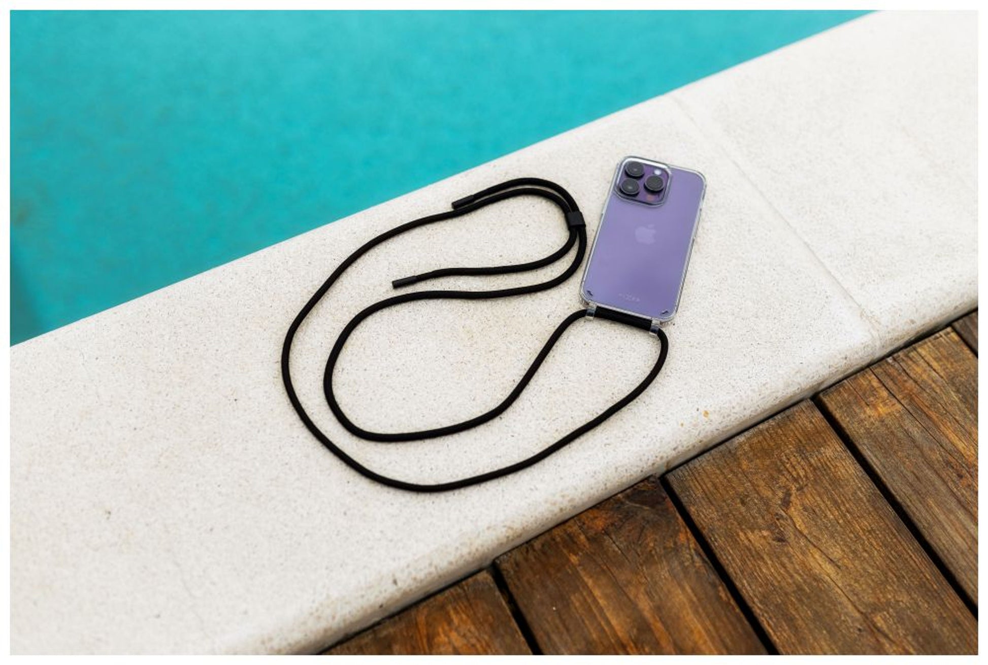 Pouzdro FIXED Pure Neck s černou šňůrkou na krk pro Samsung Galaxy S23 - FIXED