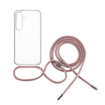 Pouzdro FIXED Pure Neck s růžovou šňůrkou na krk pro Samsung Galaxy S24 - FIXED
