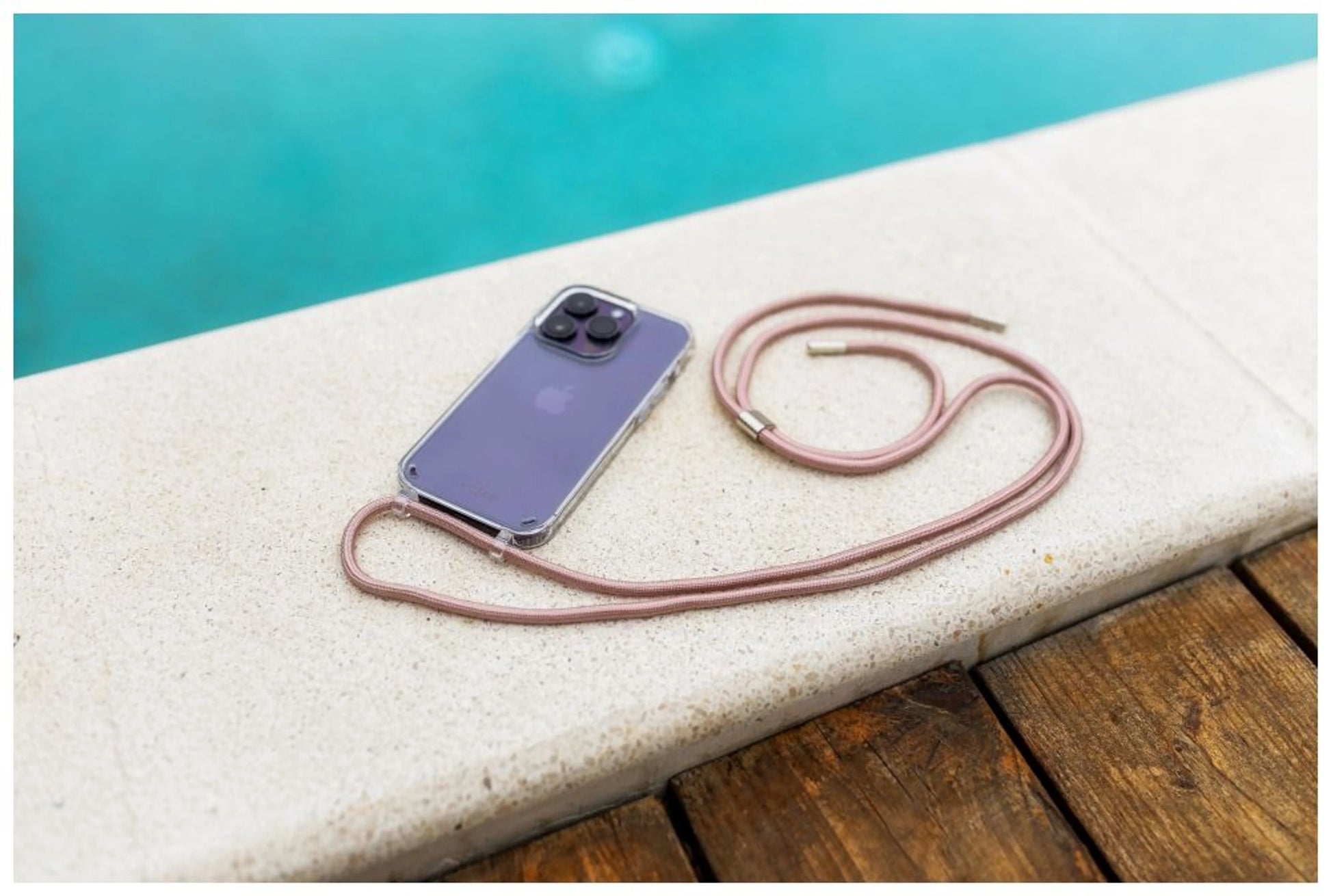 Pouzdro FIXED Pure Neck s růžovou šňůrkou na krk pro Apple iPhone 14 Plus - FIXED