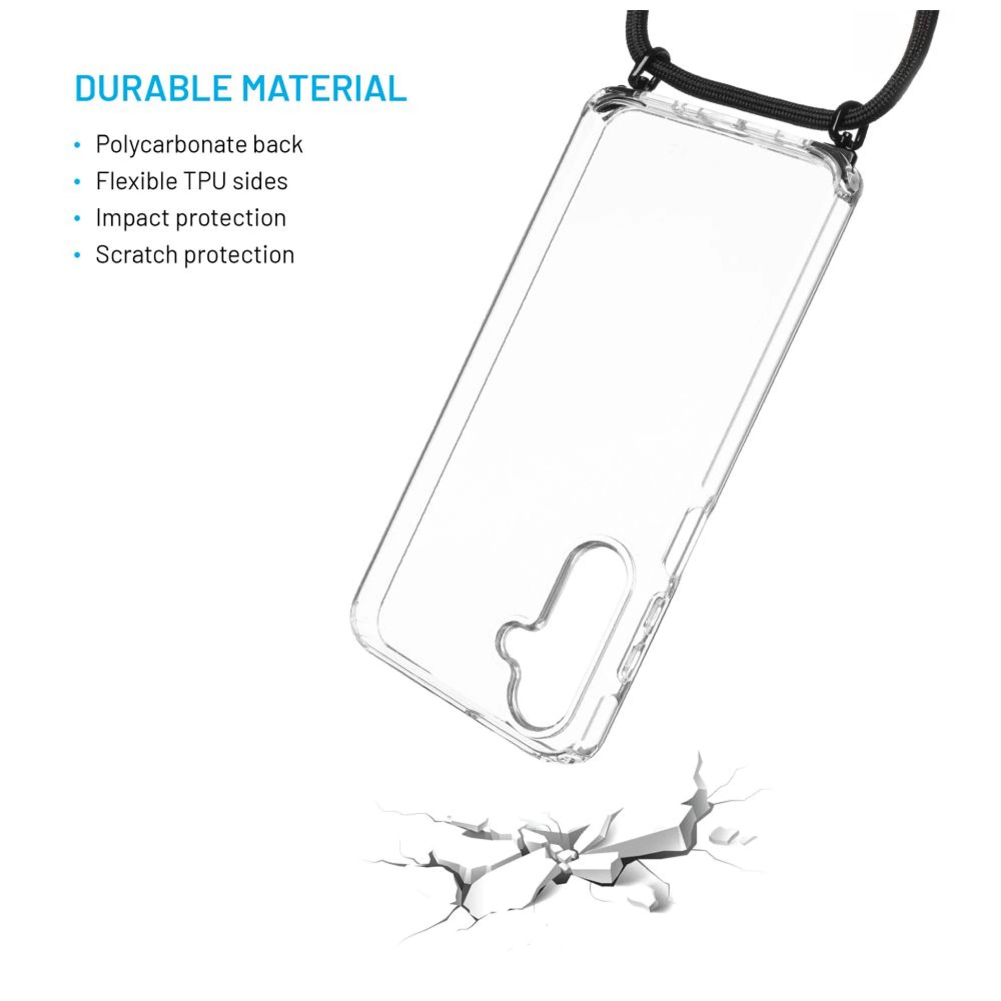 Pouzdro FIXED Pure Neck s odnímatelnou černou šňůrkou na krk pro Samsung Galaxy A16 4G/5G - FIXED