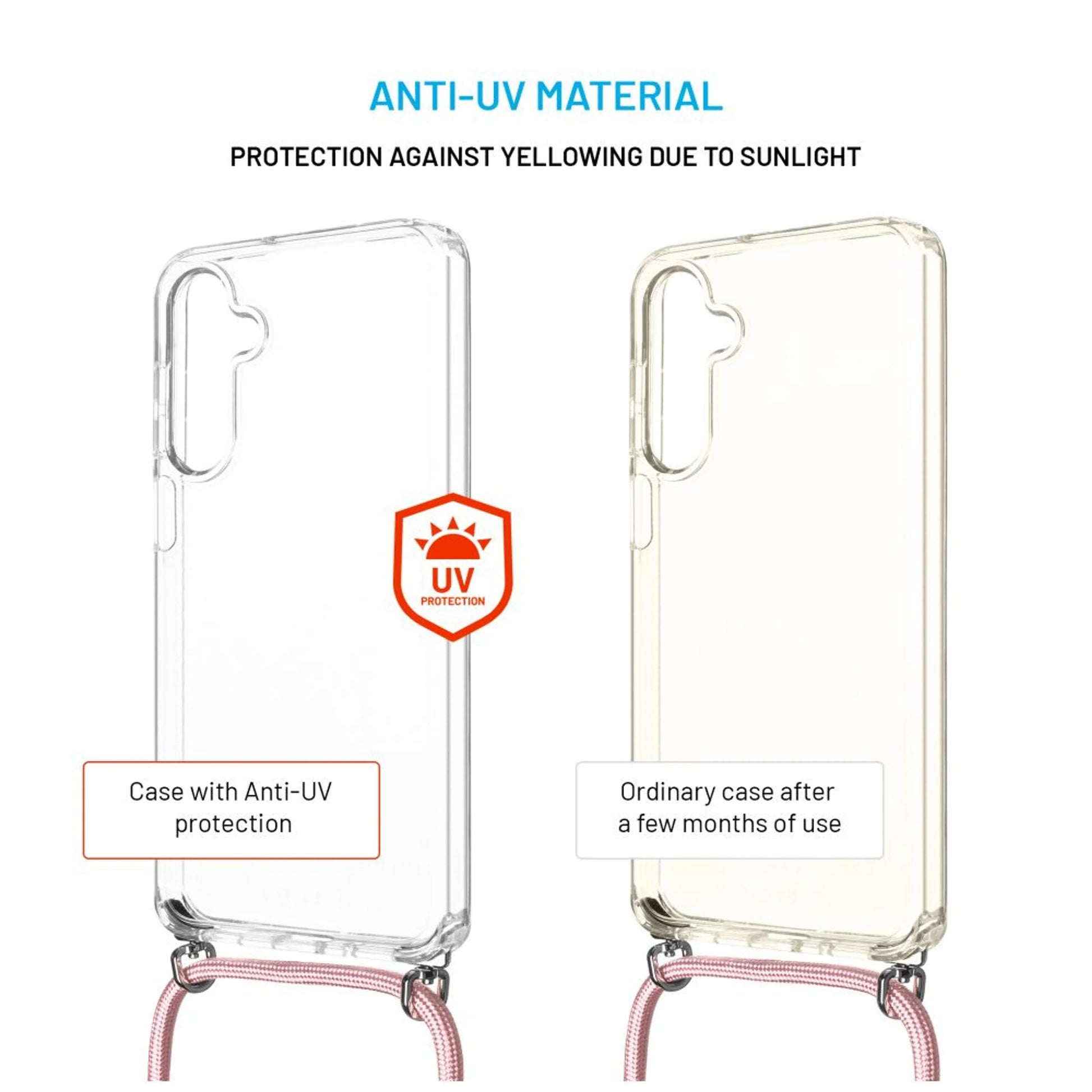 Pouzdro FIXED Pure Neck s odnímatelnou růžovou šňůrkou na krk pro Samsung Galaxy A16 4G/5G - FIXED