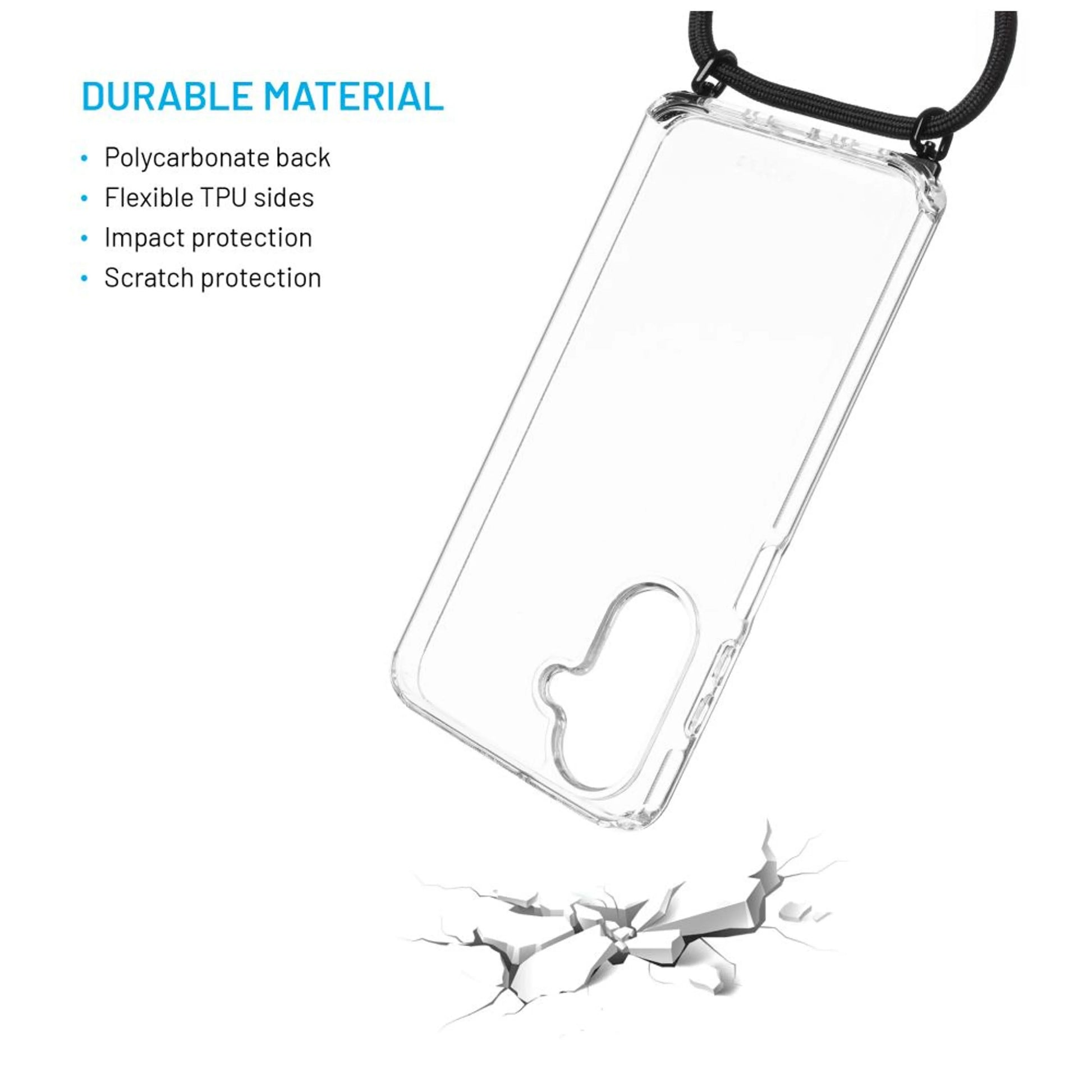 Pouzdro FIXED Pure Neck s odnímatelnou černou šňůrkou na krk pro Samsung Galaxy A26 5G - FIXED