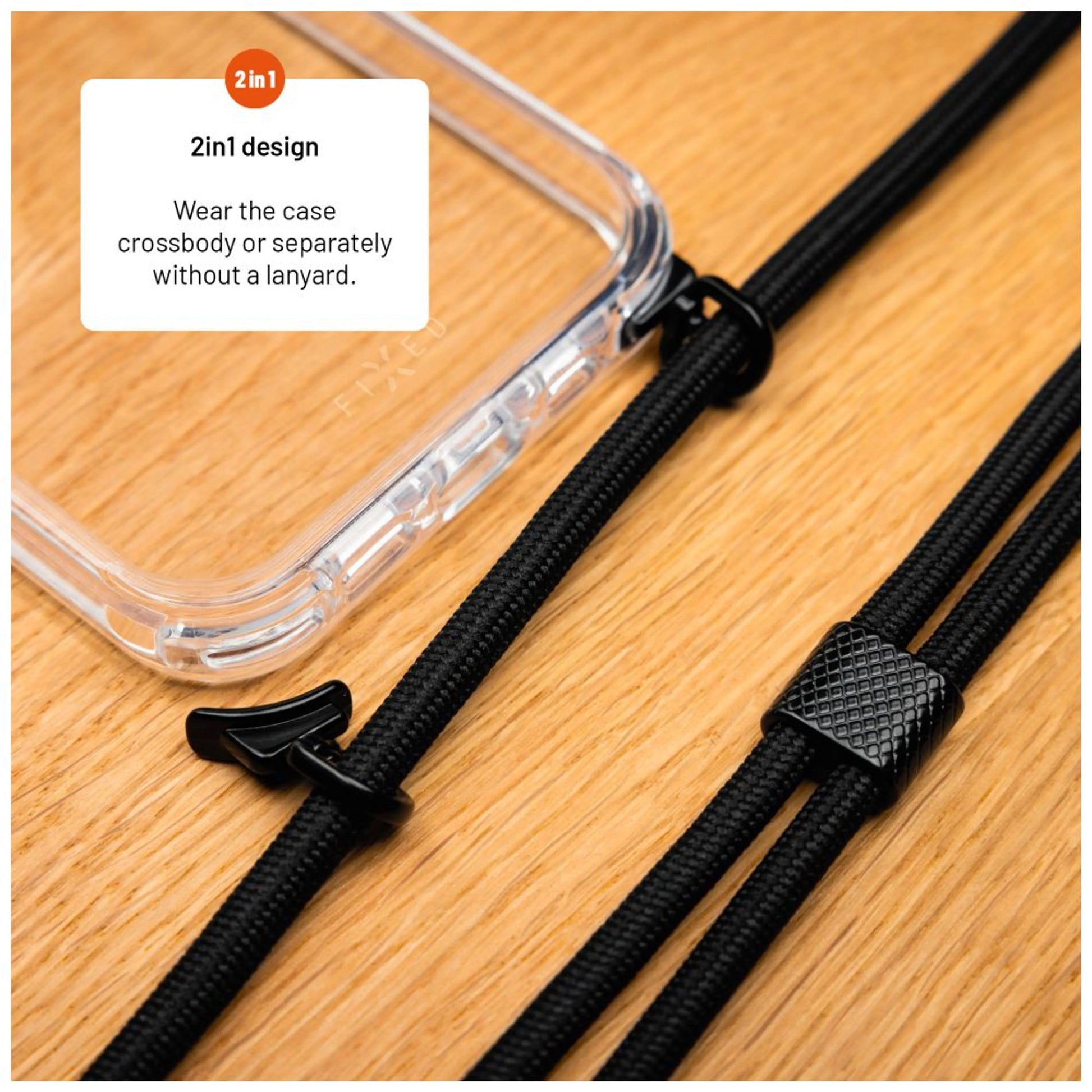 Pouzdro FIXED Pure Neck s odnímatelnou černou šňůrkou na krk pro Samsung Galaxy A26 5G - FIXED